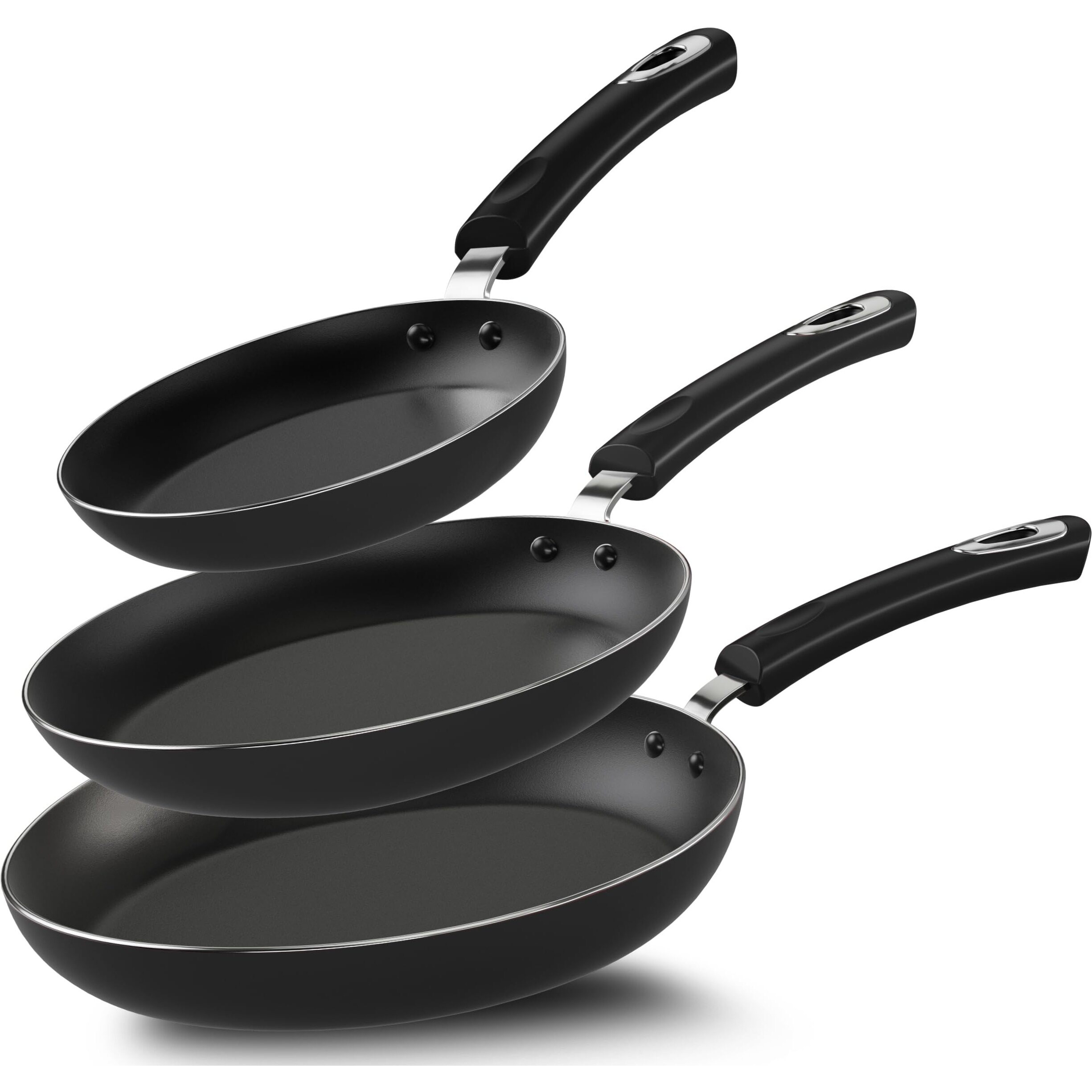 Utopia Kitchen Non-Stick Frying Pan Set With Induction Bottom, 3-Piece Nonstick Cookware Set Including 8, 9.5, And 11 Inch Frying Pans Nonstick With Bakelite Handle, Pfoa Free, Dishwasher Safe, Grey