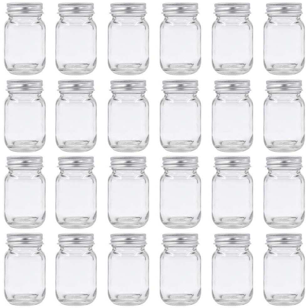 U Pack 2Oz Mason Jar With Silver Lid For Honey Jam Spice Pack Of 24 Sets