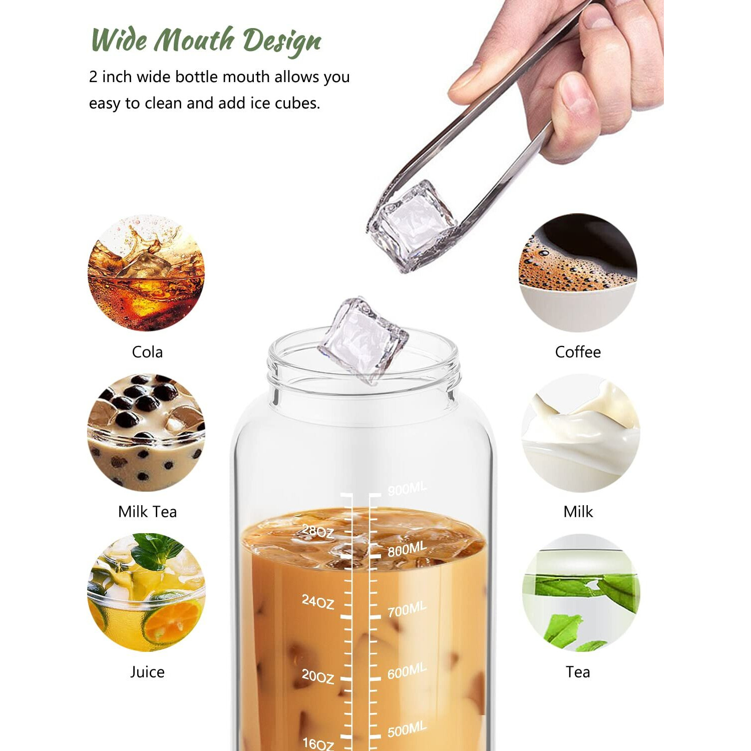 Nefeeko 32 Oz Glass Water Bottles With Straw, Time Marker, Motivational 1 Liter Bpa Free Leakproof Reusable Glass Water Bottle With Silicone Sleeve, Bamboo, Spout Lid