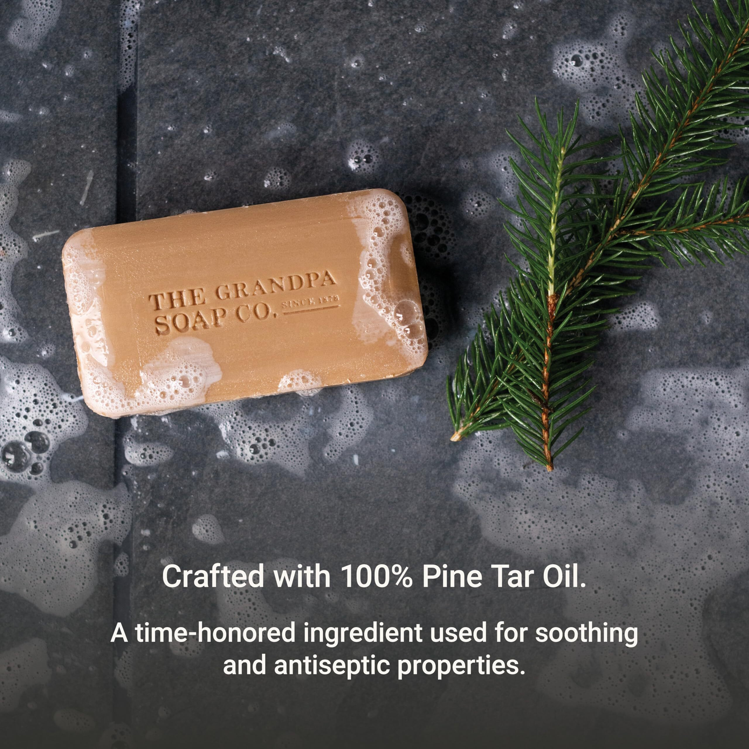 Pine Tar Bar Soap By The Grandpa Soap Company | The Original Wonder Soap |Vegan, 3-In-1 Cleanser, Deodorizer & Moisturizer | 3.25 Oz. Each  2 Pack