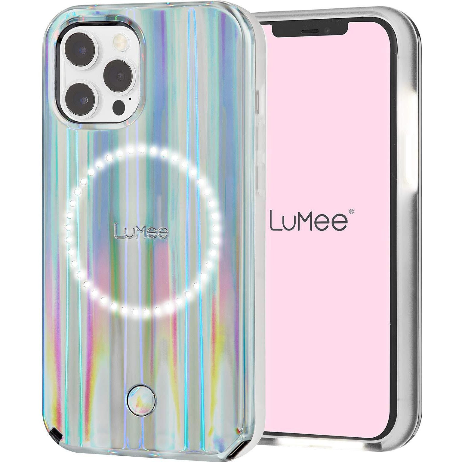 Lumee Halo - Holographic - Light Up Selfie Case For Iphone 12 And Iphone 12 Pro (5G) - Front & Rear Illumination - 6.1 Inch - Holographic
