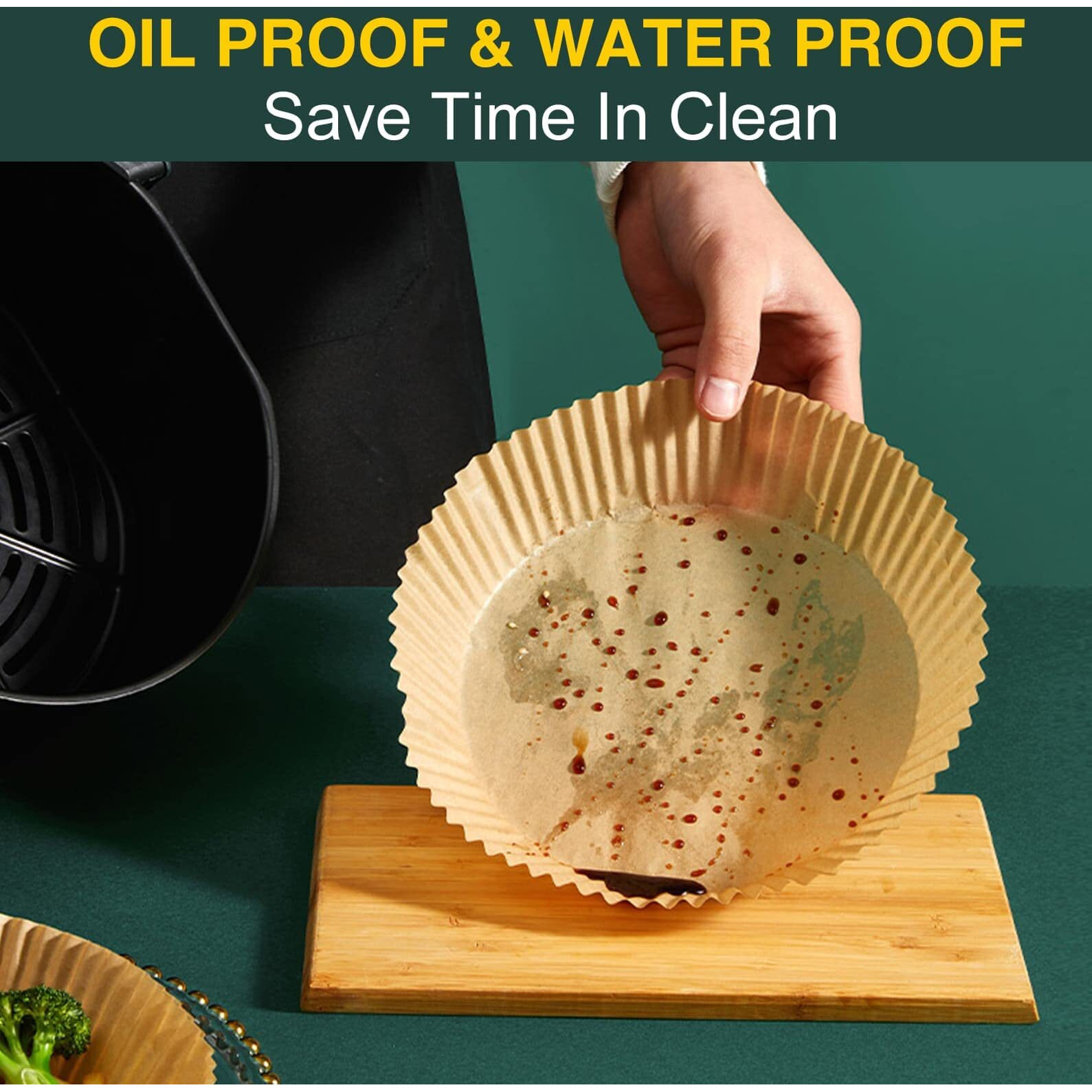 Air Fryer Disposable Paper Liner, Non-Stick Round Parchment, Airfryer Accessories, Oil Proof, Water Proof, Cooking Baking Roasting Filter For Microwave Oven Frying Pan(100Pcs, 6.3Inch)