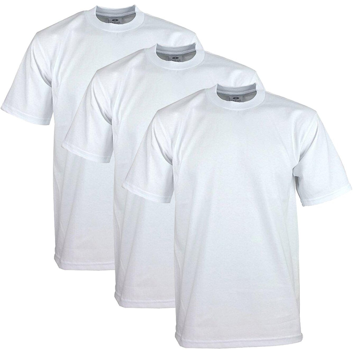 Pro Club Men's 3-Pack Heavyweight Cotton Short Sleeve Crew Neck T-Shirt, White, Medium