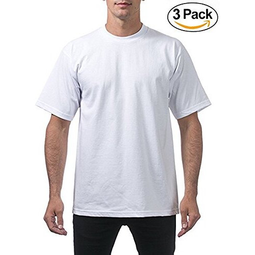 Pro Club Men's 3-Pack Heavyweight Cotton Short Sleeve Crew Neck T-Shirt, White, Medium