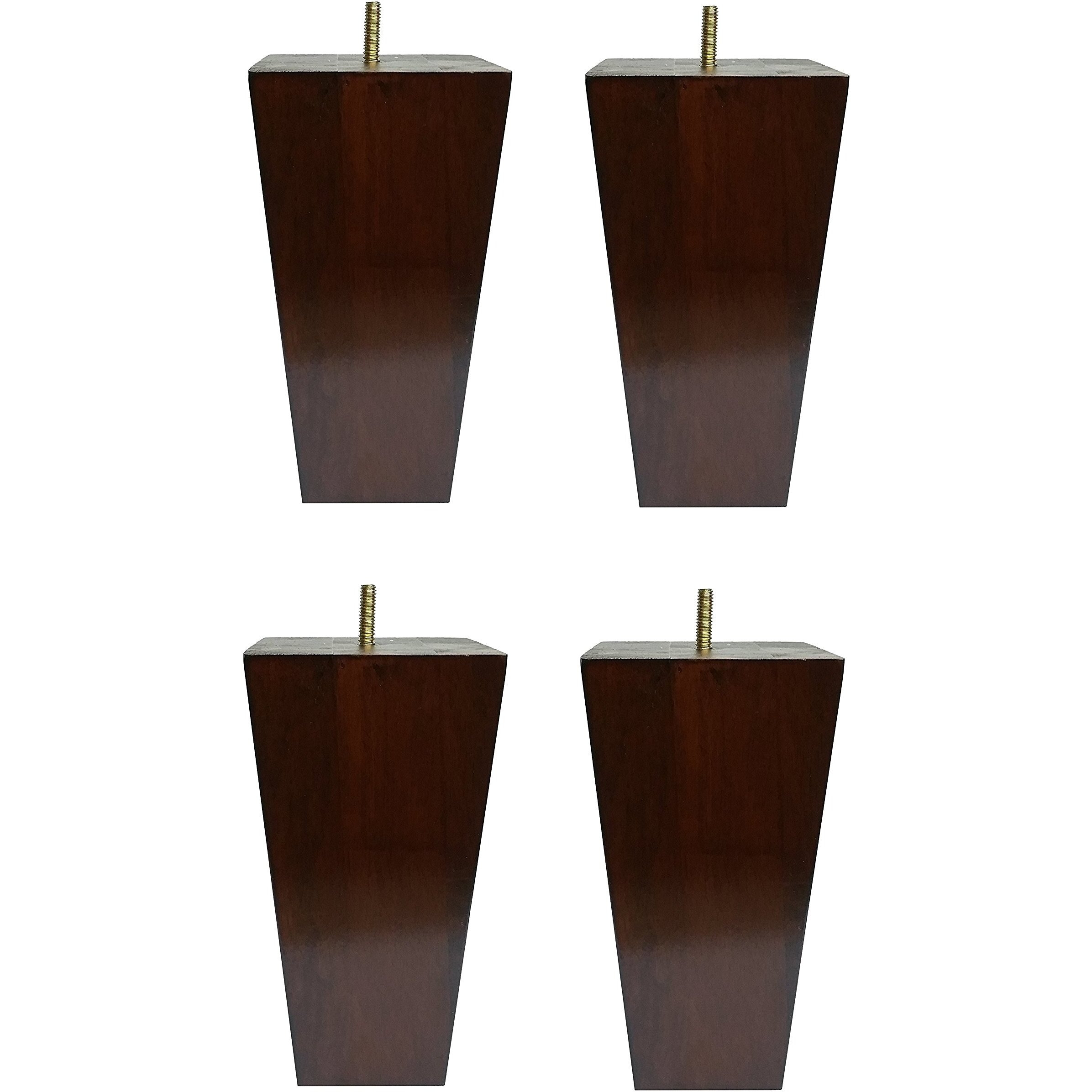Elegent Upholstery 6"" Solid Wood Furniture Sofa/Chair/Ottoman Tapered Legs Walnut Finish [5/16"" Bolt] - Set Of 4