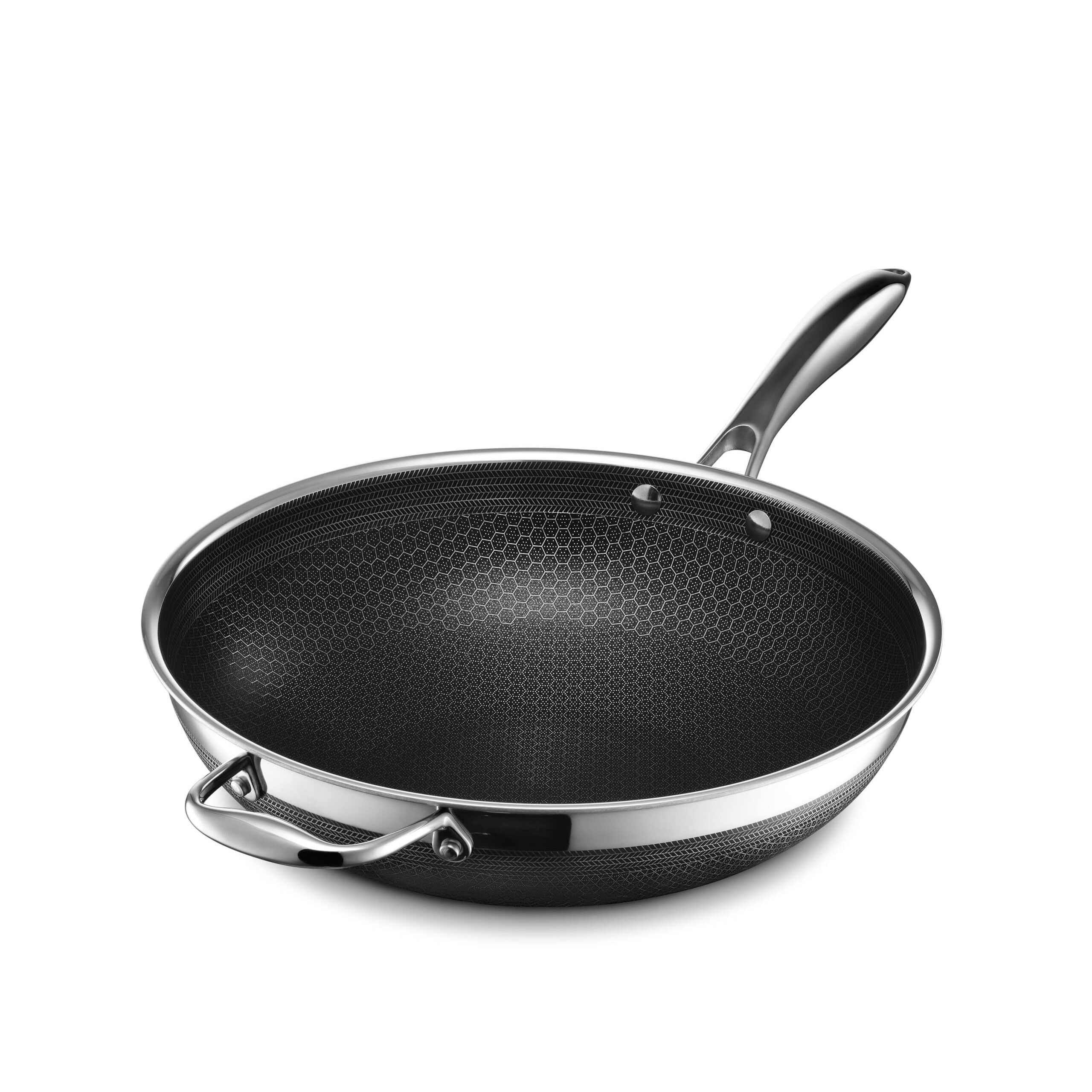 Hexclad Hybrid Nonstick 12-Inch Wok, Stay-Cool Handle, Dishwasher And Oven Safe, Compatible With All Cooktops, Induction Ready