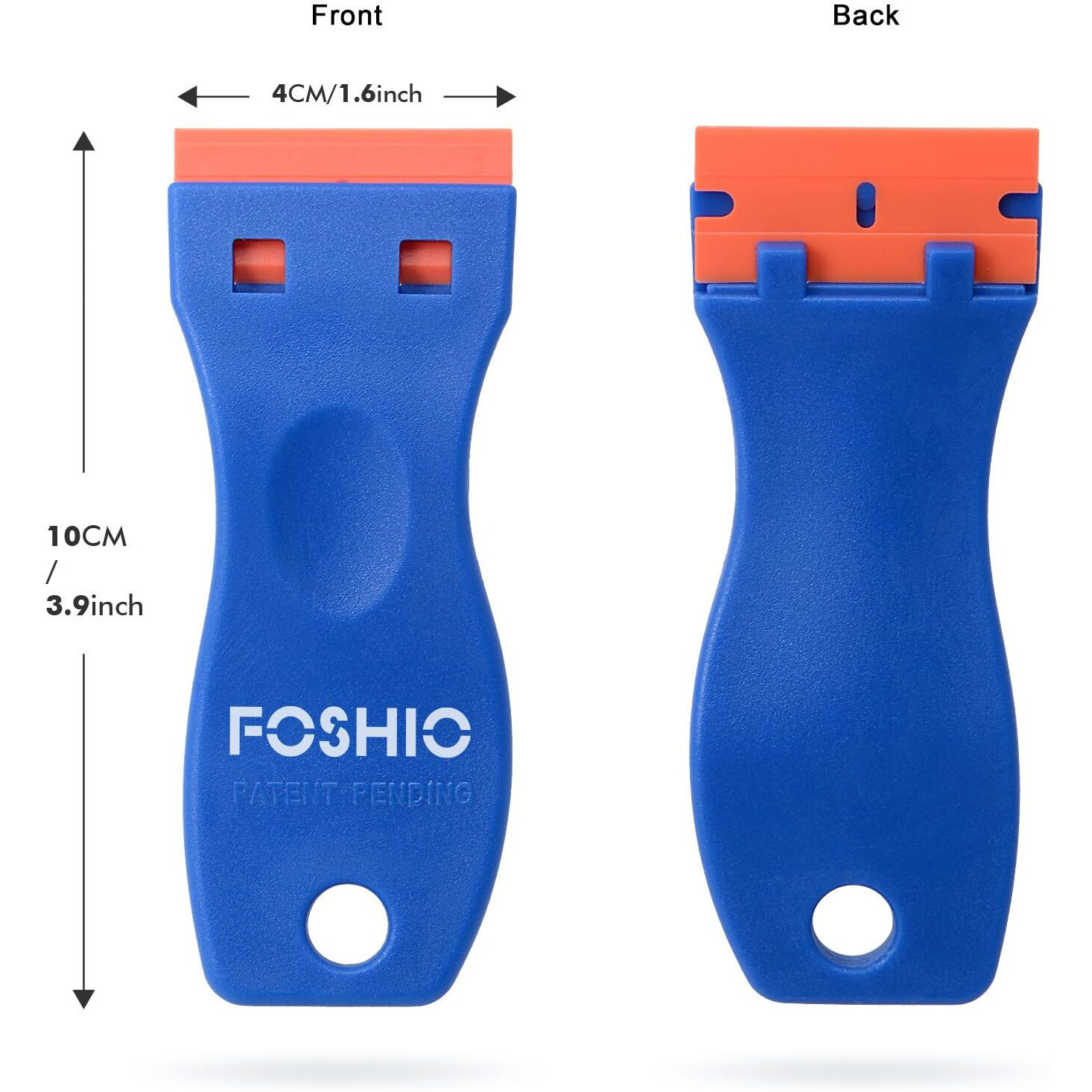 Foshio Plastic Razor Blade Scraper Include 2Pcs Scraper Tool And 100Pcs Blades For Gasket Remover, Labels Decal And Adhesive Remover For Windows And Glass,Blue