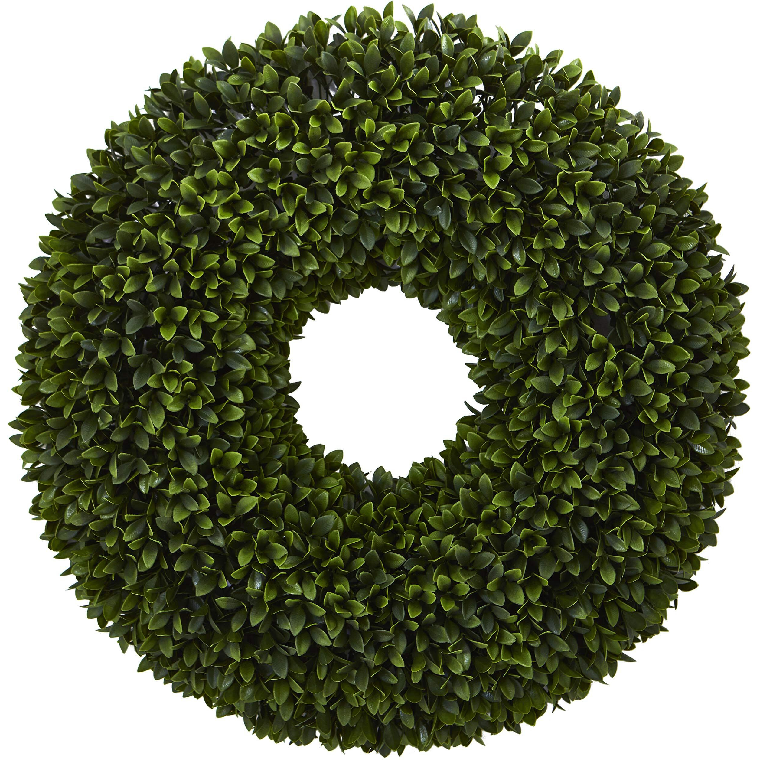 Nearly Natural 24-In. Boxwood Artificial Wreaths Green