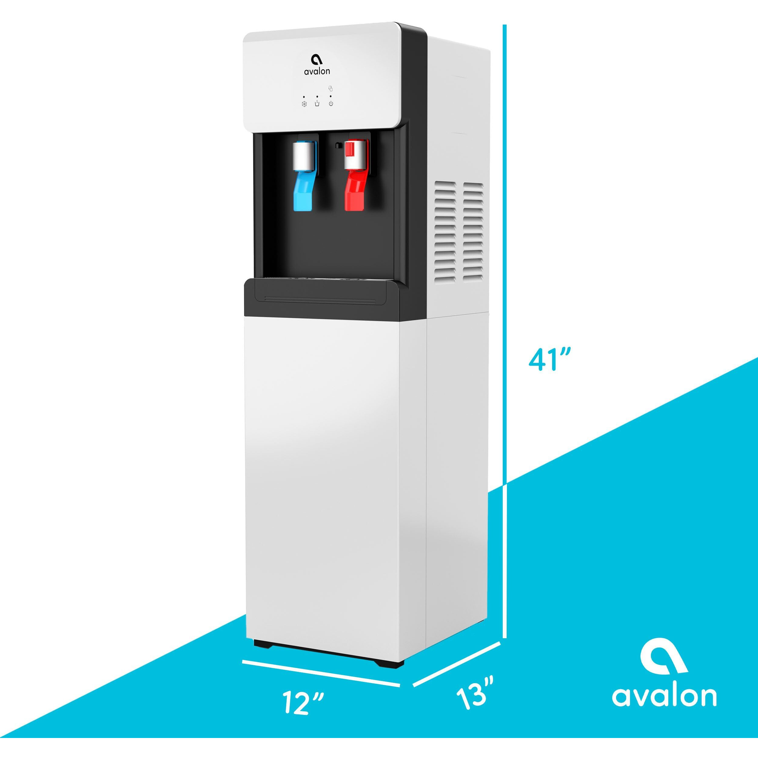 Avalon Bottom Loading Water Cooler Dispenser - Hot & Cold Water, Child Safety Lock, Innovative Slim Design, Holds 3 Or 5 Gallon Bottles - Ul Listed- White