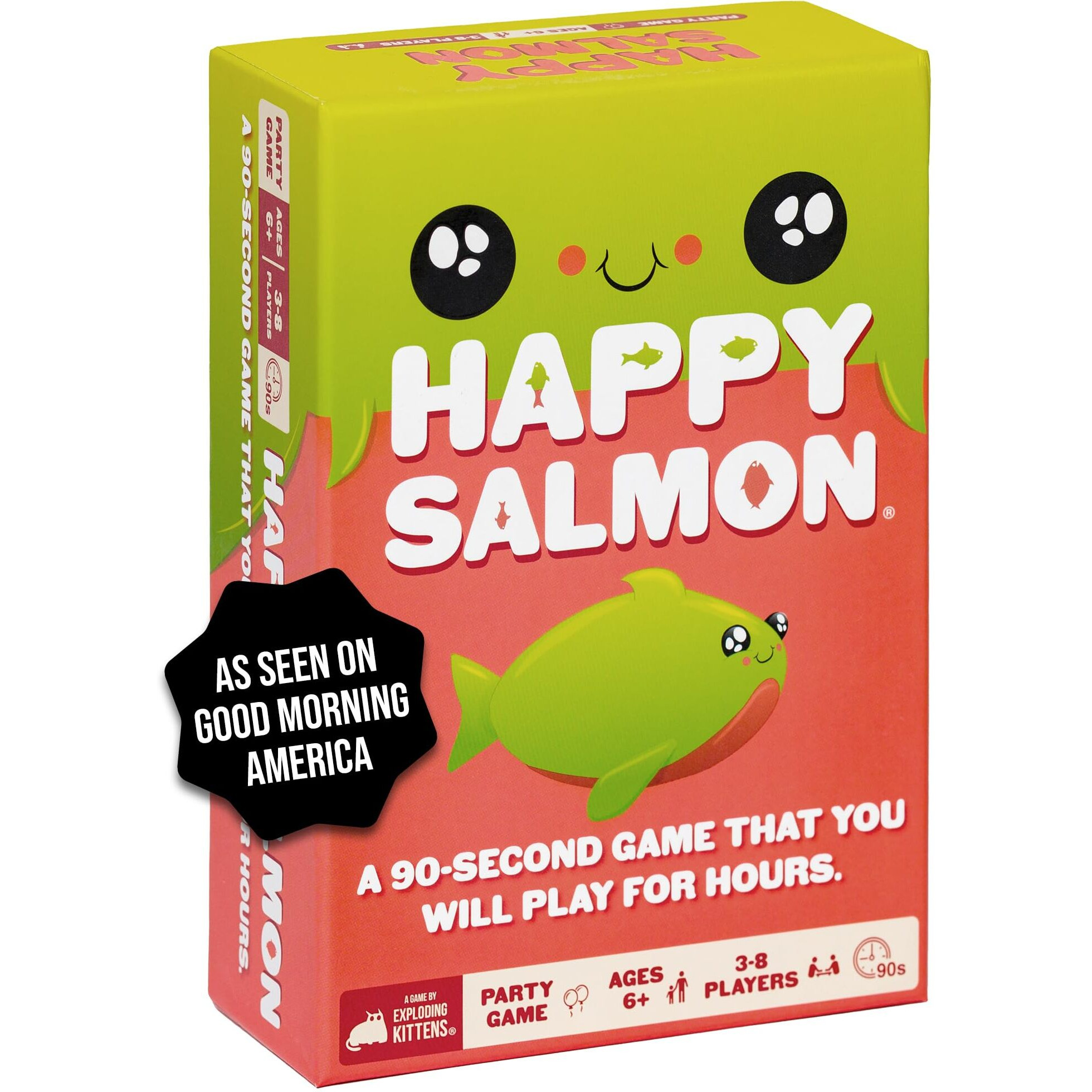 Happy Salmon By Exploding Kittens - 3-8 Players - Ages 6+ - 90 Second Rounds - Easy To Learn Quick Matching Card Game - Ideal For Party, Family Game Night, Kid And Adult