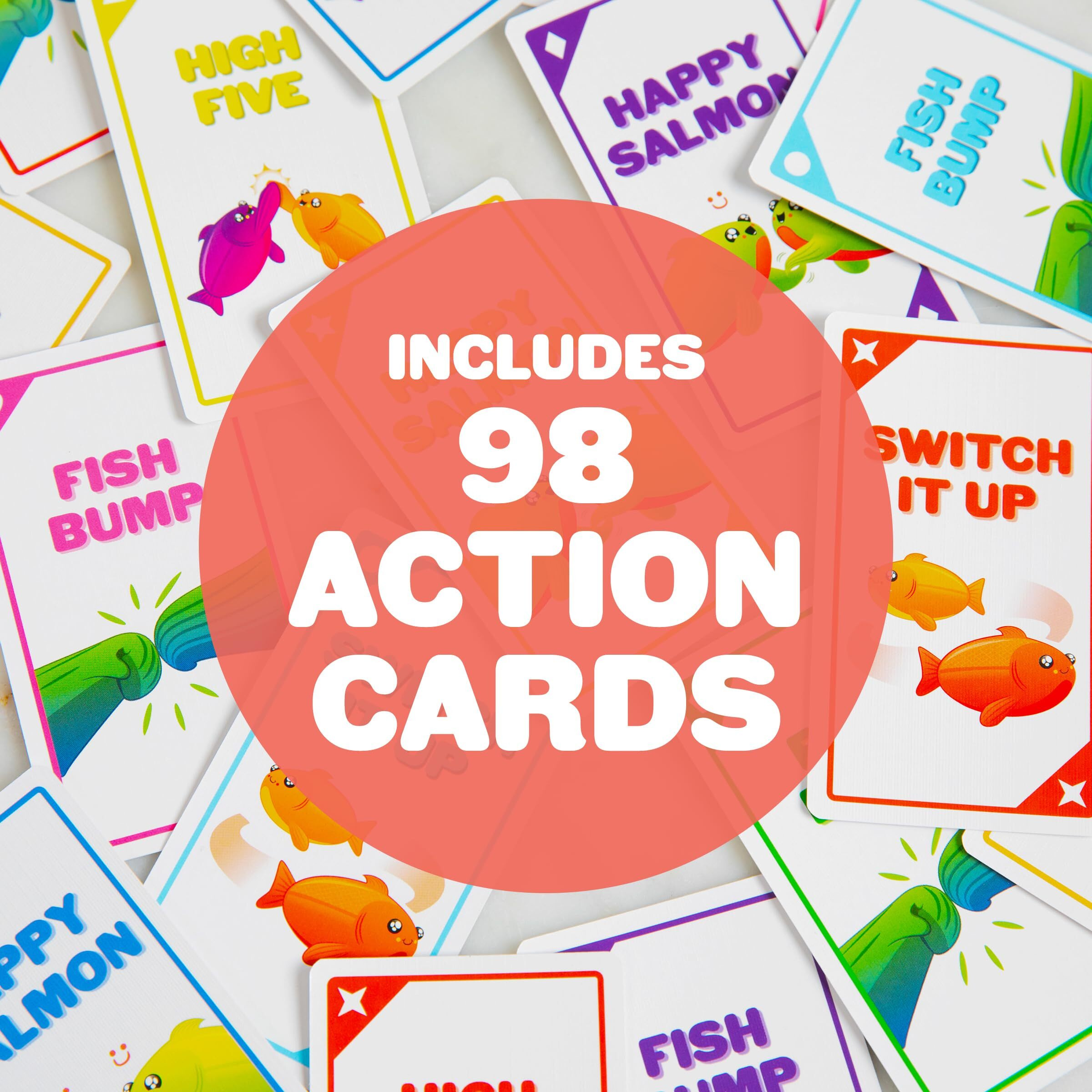 Happy Salmon By Exploding Kittens - 3-8 Players - Ages 6+ - 90 Second Rounds - Easy To Learn Quick Matching Card Game - Ideal For Party, Family Game Night, Kid And Adult