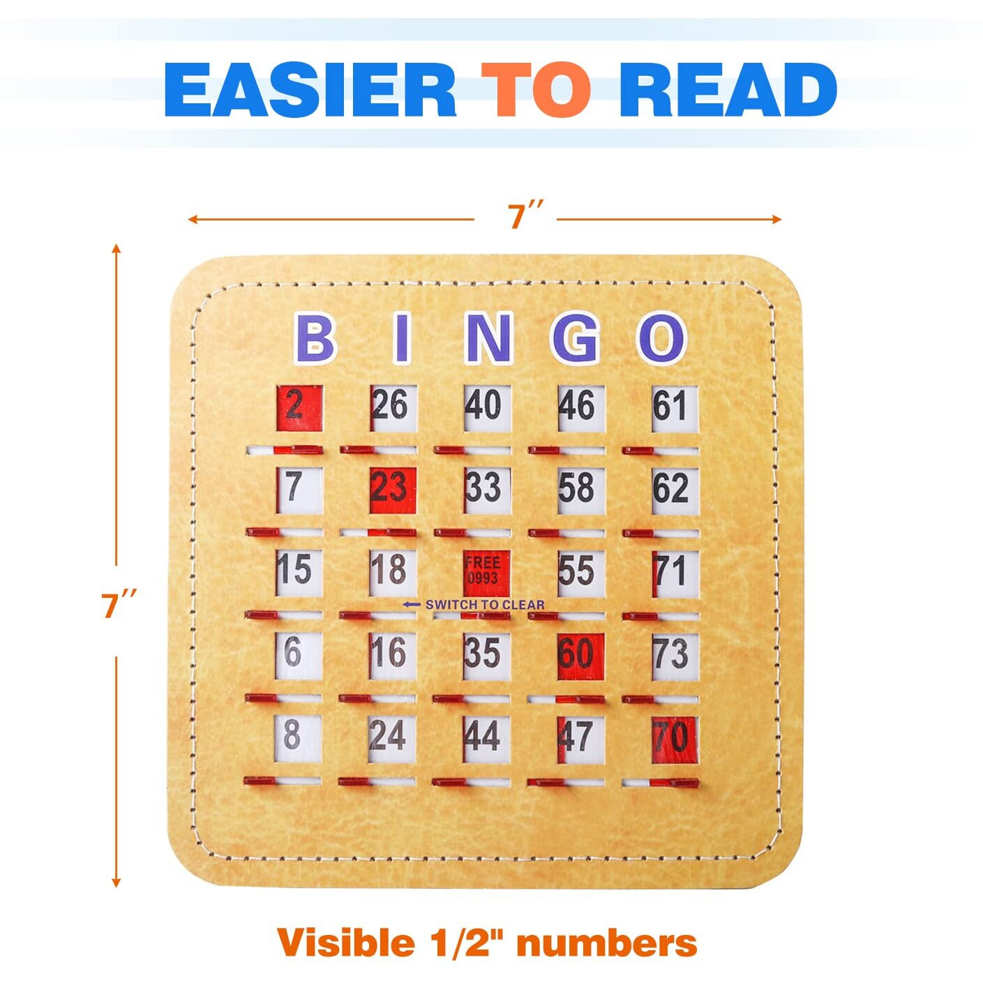 Gse Games & Sports Expert 5Ply Stitched Shutter Bingo Cards, Finger-Tip Shutter Slide Bingo Cards, Easy-Read Large Print Bingo Cardboard With Sliding Windows (25-Pack)