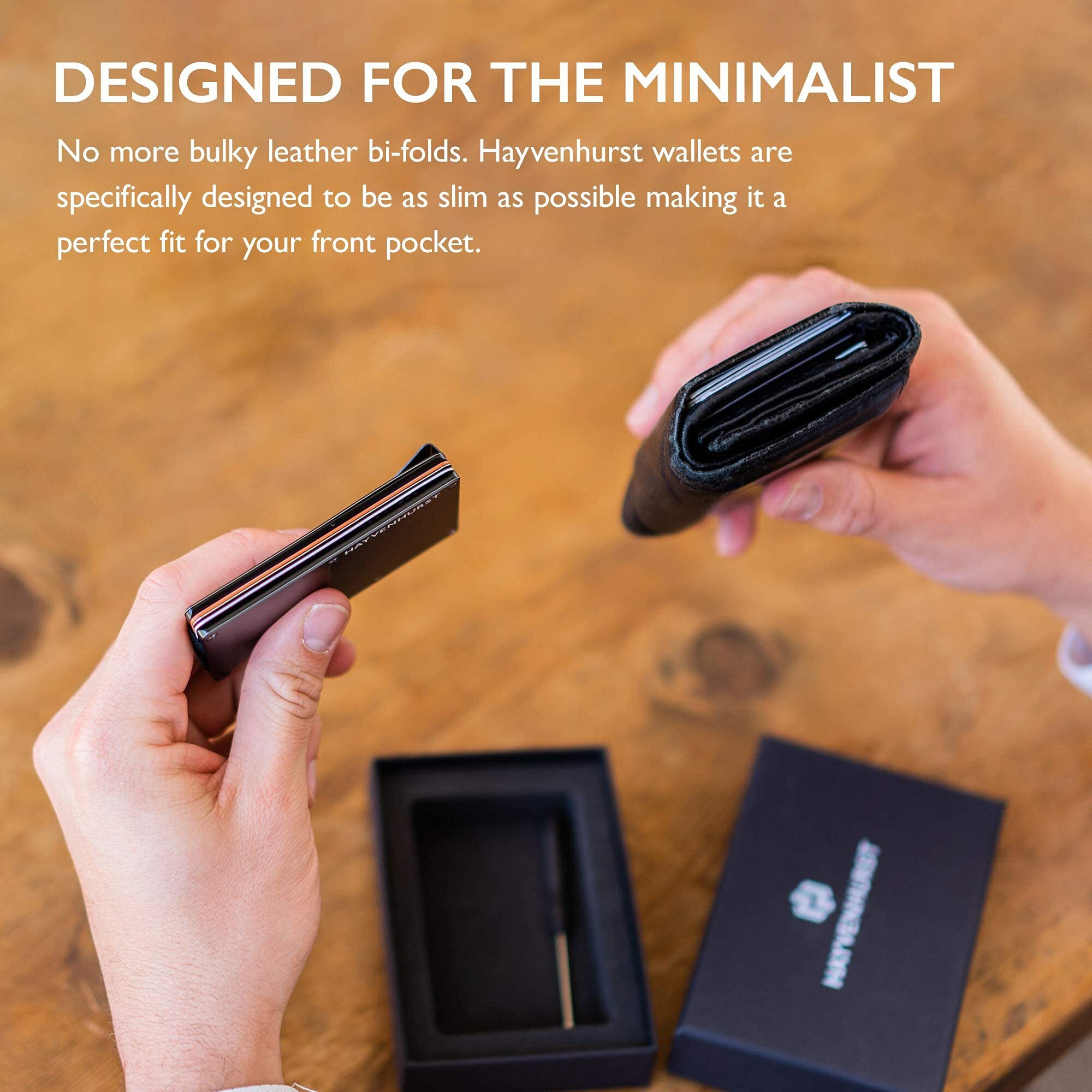 Hayvenhurst Wallet For Men - Reinvented Design Men's Wallet - Slim, Minimalistic & Seamless, Blocks Rfid Scanners With A Money Clip (Carbon Fiber)