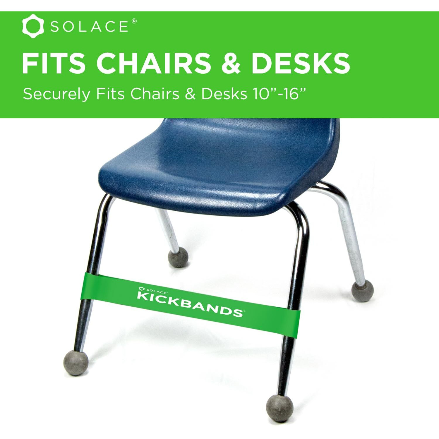 Kick Bands Chair Bands For Kids With Fidgety Feet 3-Pack - Adhd Fidget Kickbands For Classroom Chairs & Desks - Solace Sensory Kickband (Green)
