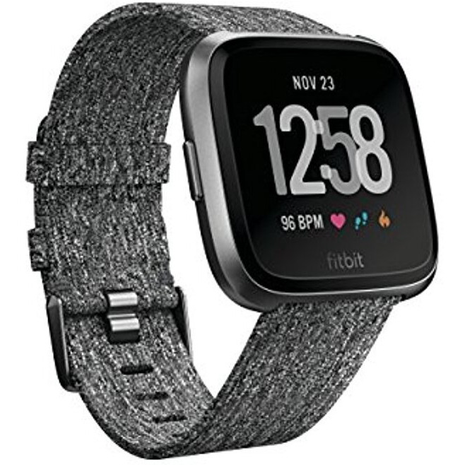 Fitbit Versa Special Edition Smart Watch, Charcoal Woven, One Size (S & L Bands Included)
