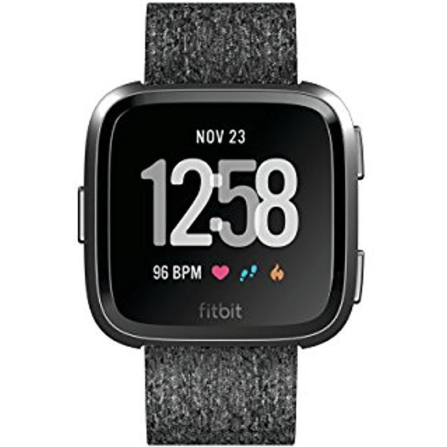 Fitbit Versa Special Edition Smart Watch, Charcoal Woven, One Size (S & L Bands Included)