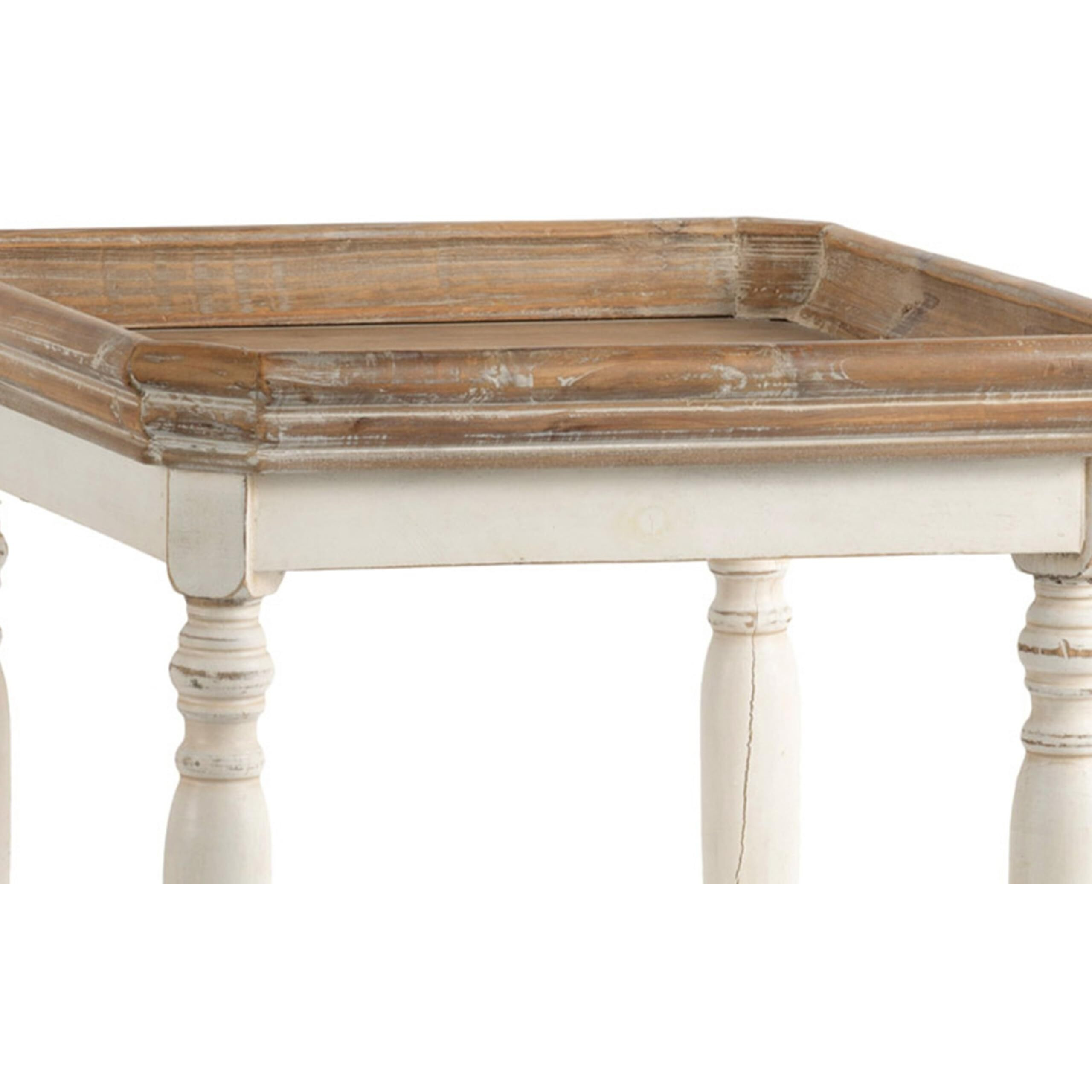 Benjara Square Shaped Wooden Side Table With Cross Base, Brown & Gray