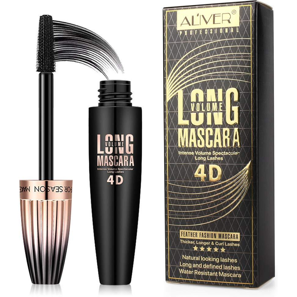 4D Silk Fiber Lash Mascara, Waterproof Long Lasting Mascara Black Volume And Length Natural, Exquisitely Full, Lengthening Thickening Softer Fuller Lashes Amplify Smudge-Proof Eyelash Mascara,1 Pack