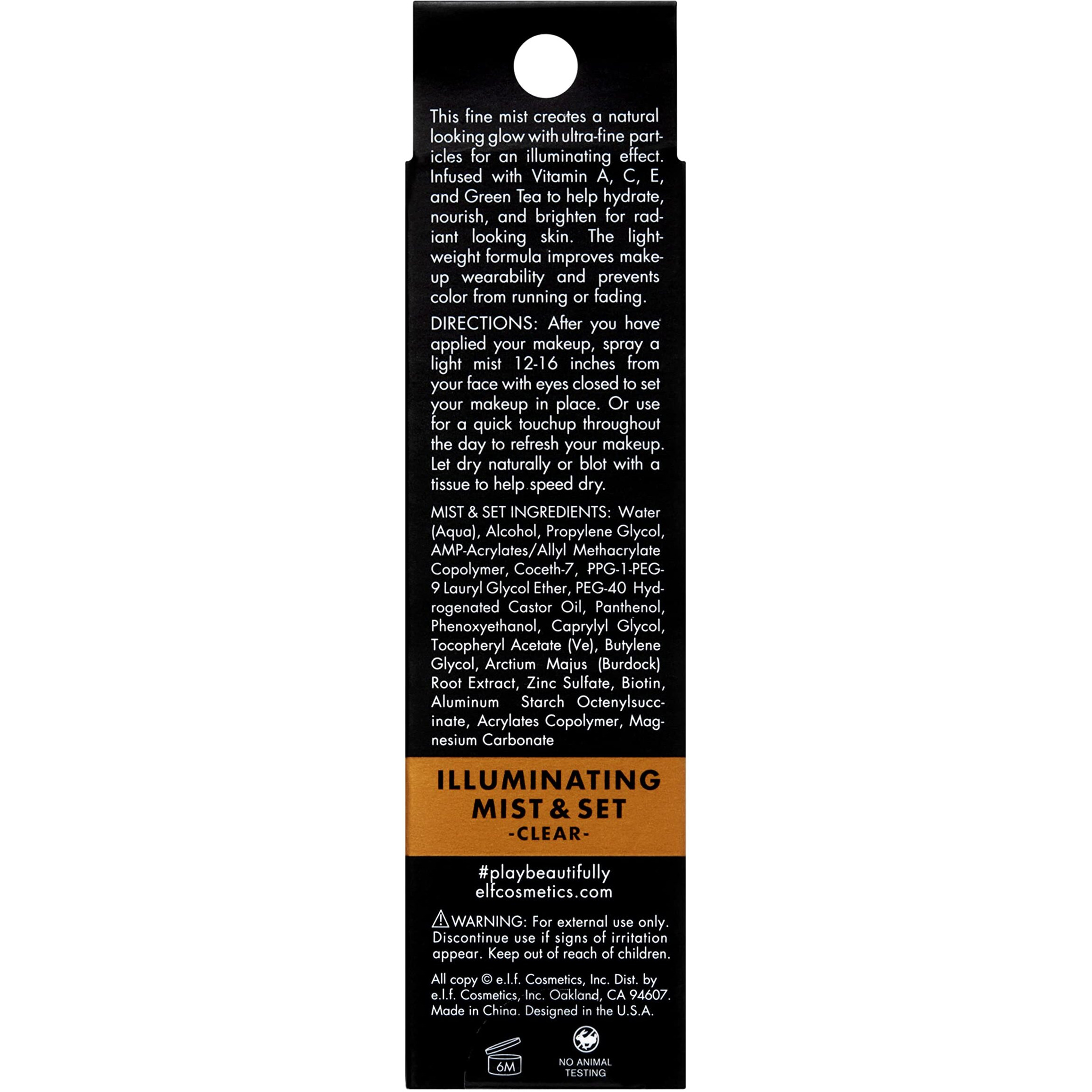 E.L.F. Lumious Mist & Set, Setting Spray To Give Makeup A Lasting, Radiant Finish, Infused With Vitamins A, C & E, Small, 2 Fl Oz