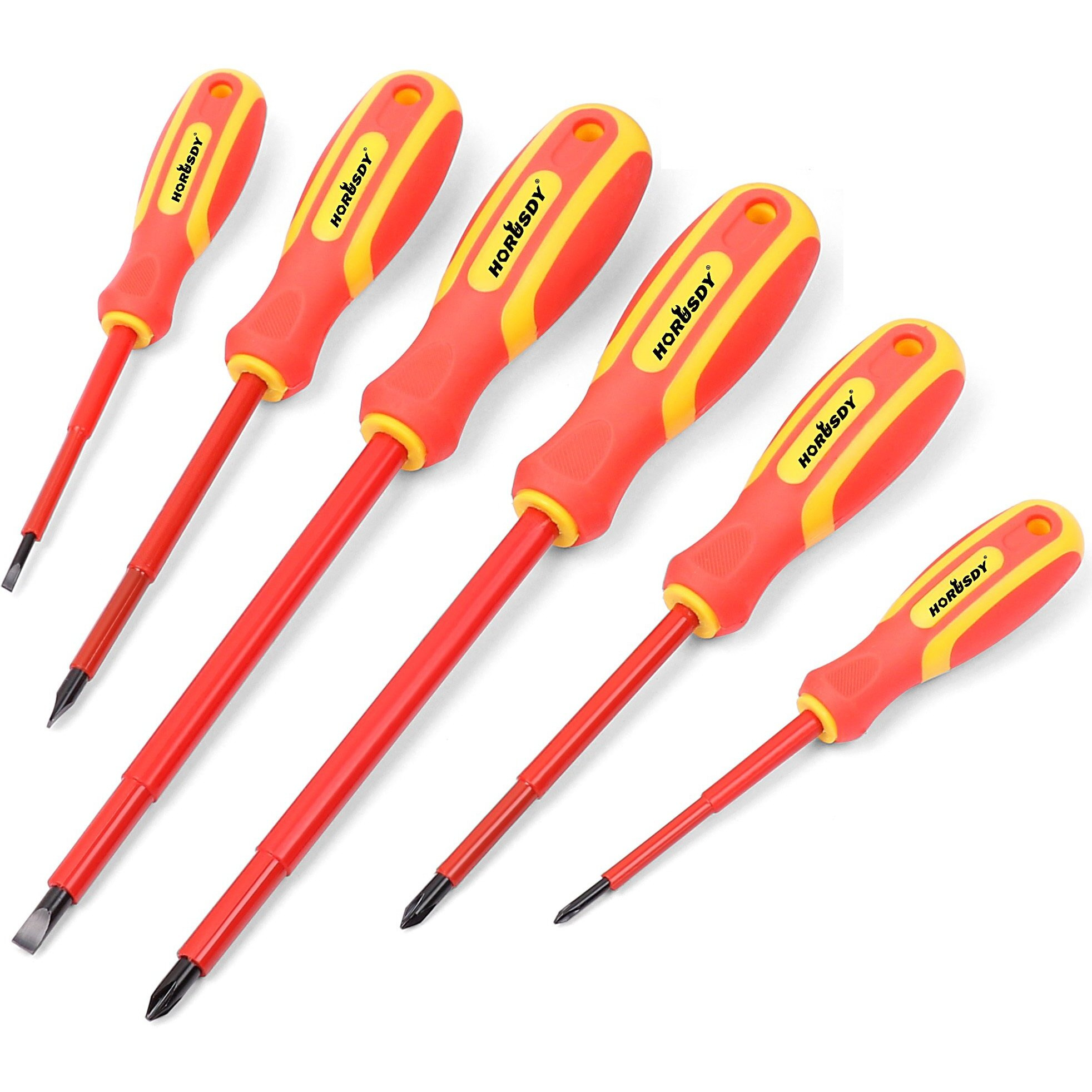 Horusdy 6-Piece 1000V Insulated Screwdriver Set, Magnetic Tip Electrician Screwdriver Set (Insulated Screwdriver Set)