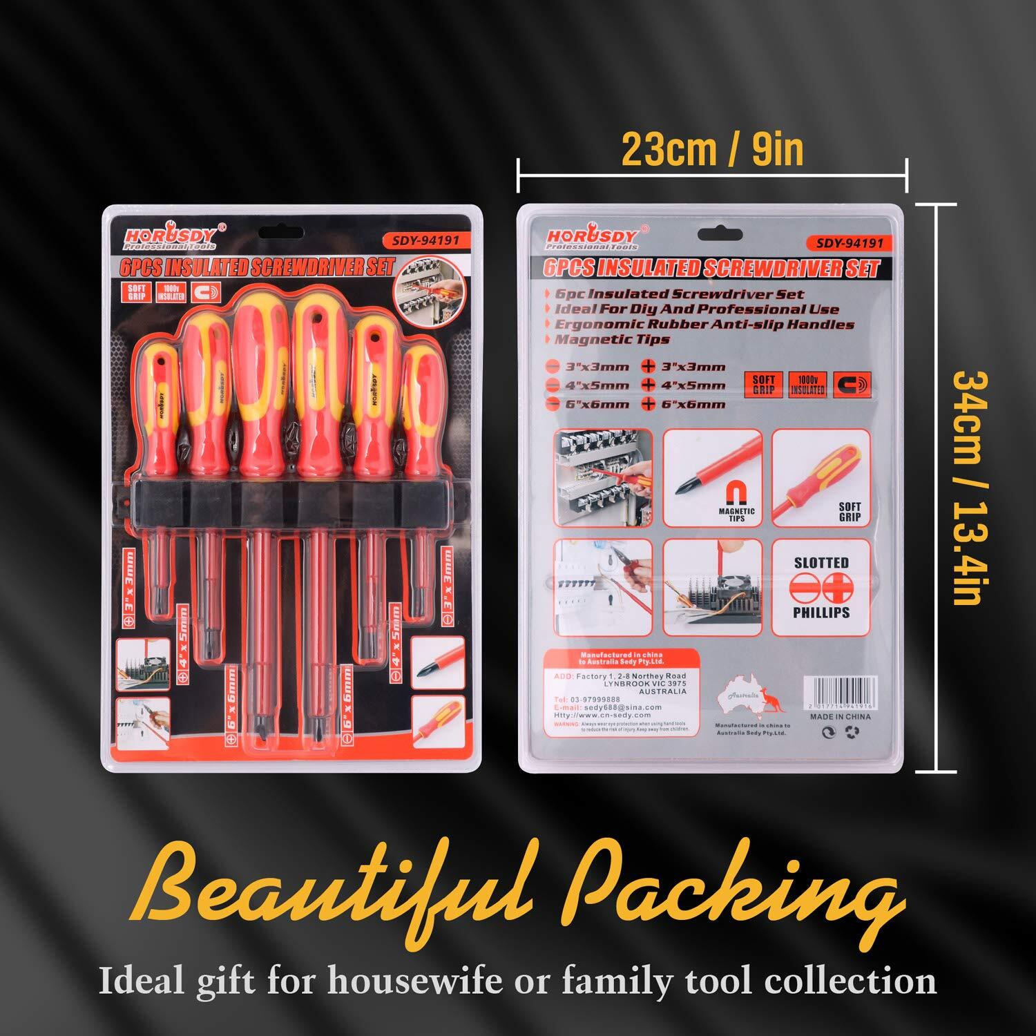 Horusdy 6-Piece 1000V Insulated Screwdriver Set, Magnetic Tip Electrician Screwdriver Set (Insulated Screwdriver Set)