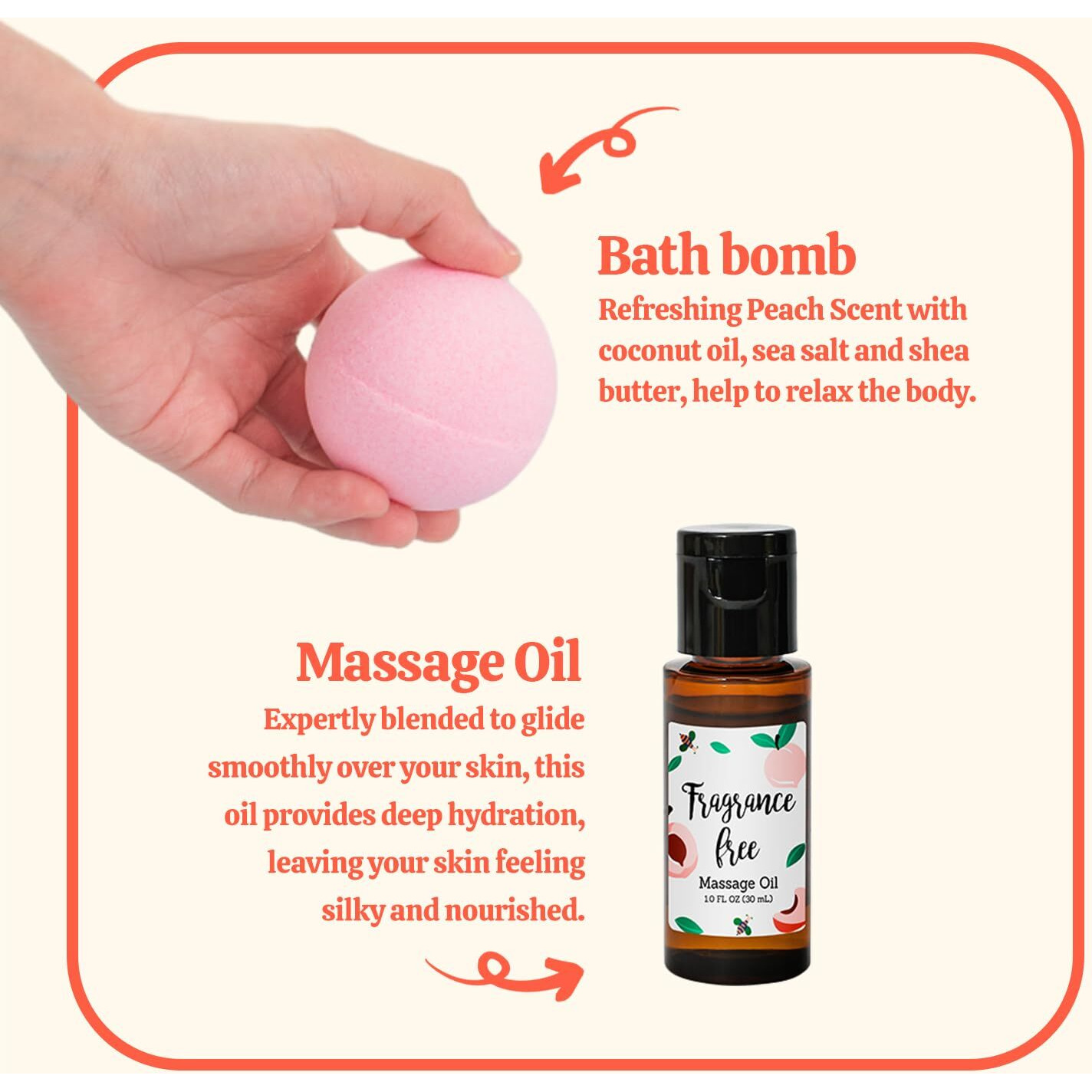Bfflove Bath Gifts For Women 8Pc Peach Scent Bath Sets For Women Gift Bath And Body Gift Set With Bath Bomb Scentd Candle Bath Set For Women Womens Gifts For Christmas