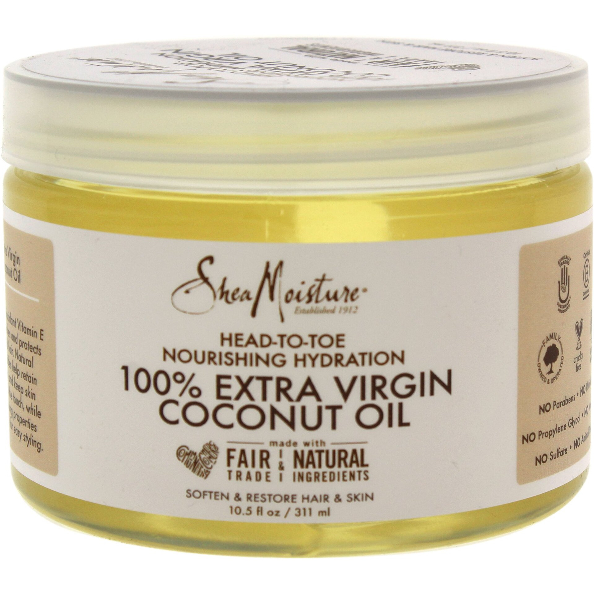 Shea Moisture 100% Extra Virgin Coconut Oil Head-To-Toe Nourishing Hydration For Unisex, 10.5 Ounce