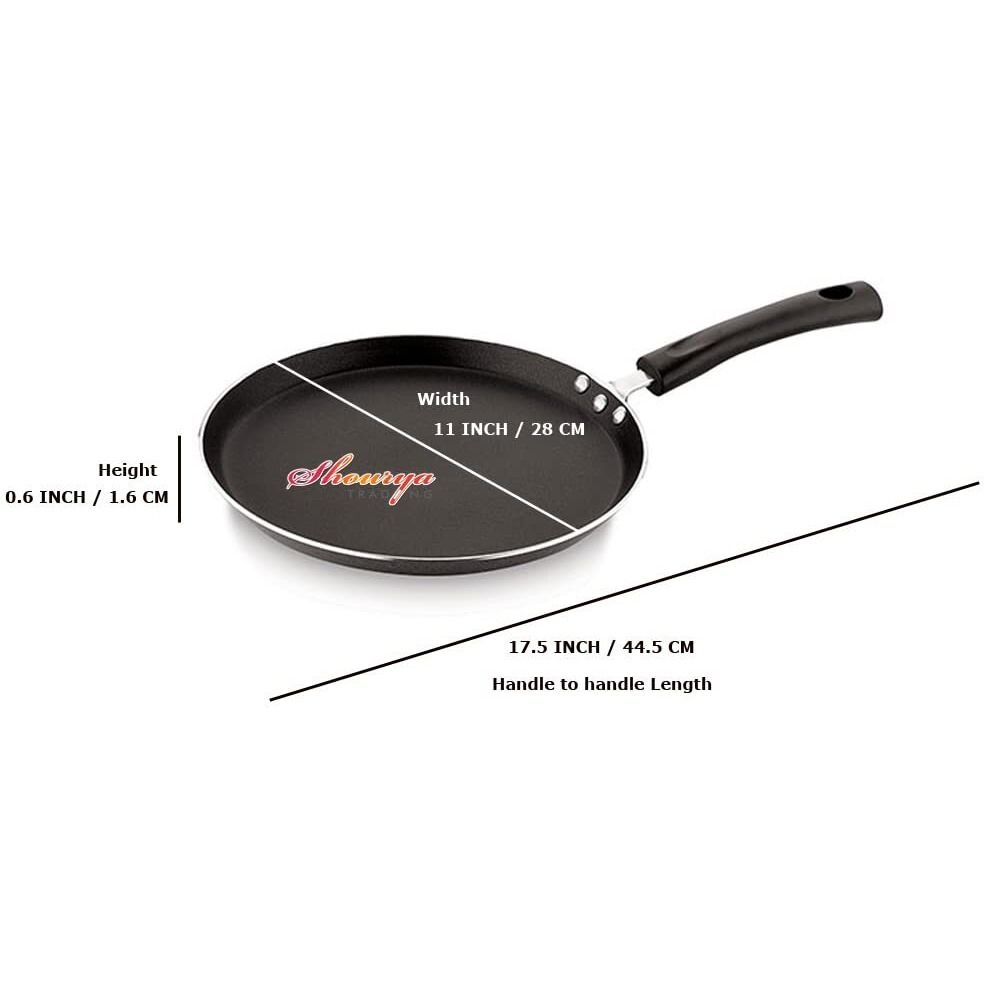Shourya Trading Non Stick Dosa Pan/Tawa, Size 290 Mm, Thickness 2.6 Mm, Black And Brown