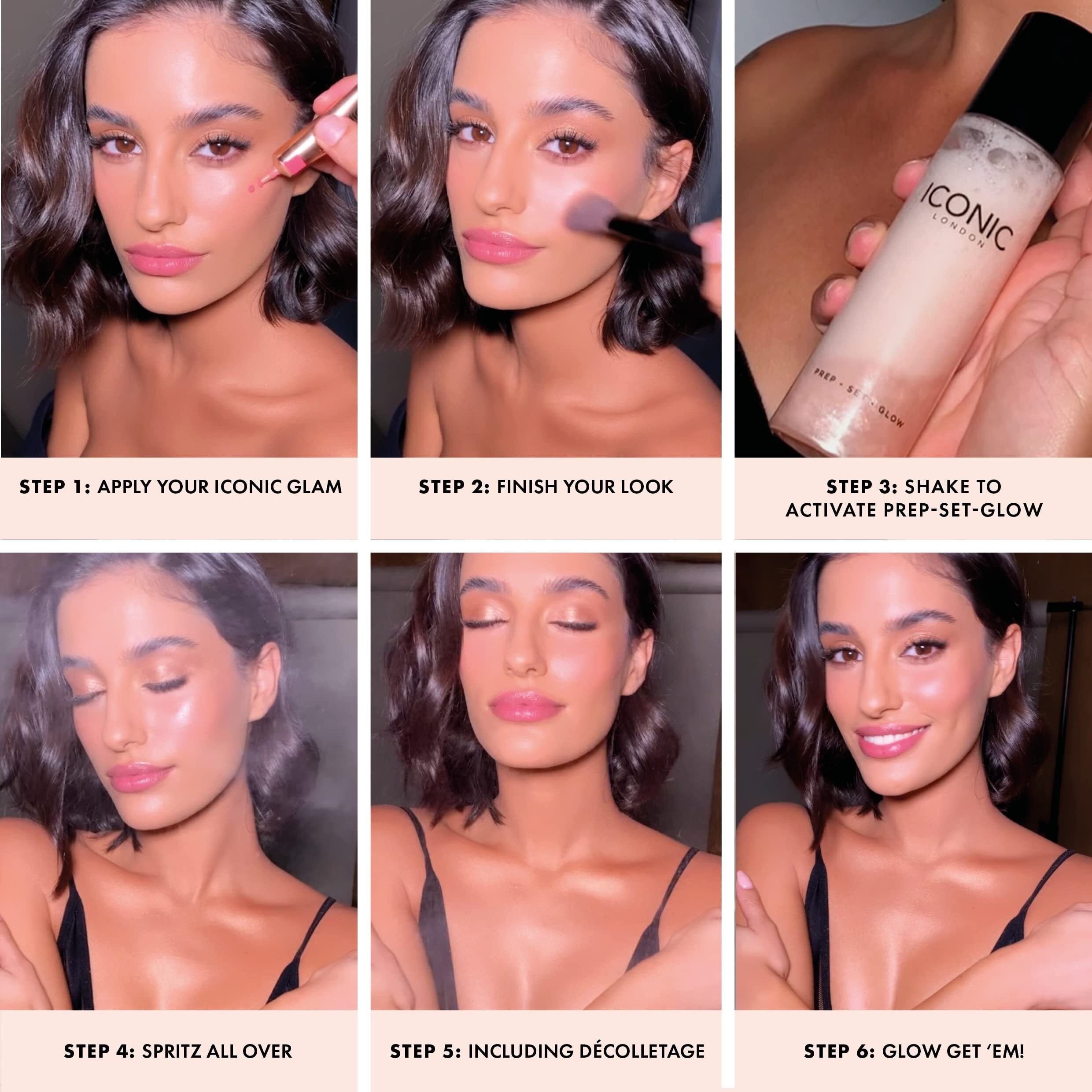 Iconic London Prep-Set-Glow | Hydrating + Setting + Glowing Spray, 3-In-1 Formula For A Dewy, Radiant Finish, Cruelty-Free, Vegan Makeup, 4.22 Fl Oz