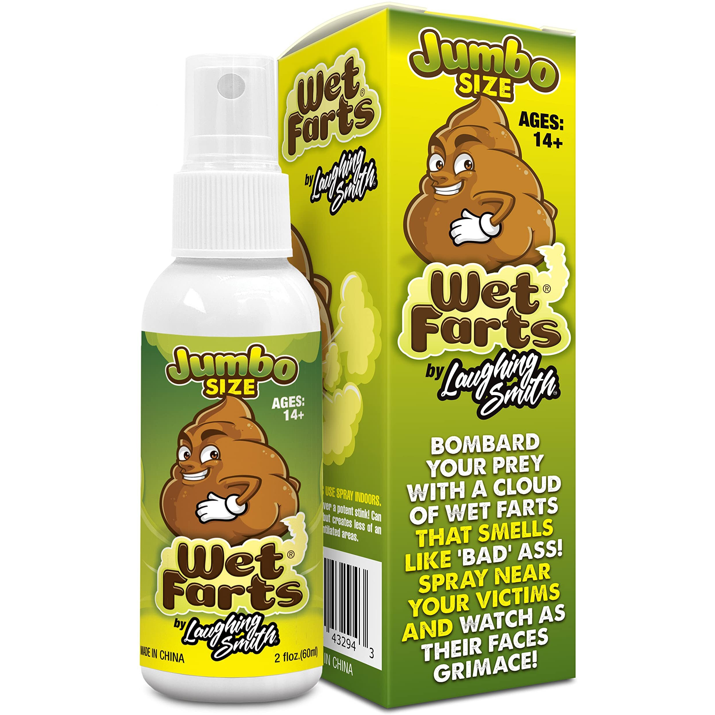 Wet Farts (Jumbo - 60Ml) - Potent Fart Spray - Extra Strong Stink - Hilarious Gag Gifts & Pranks For Adults Or Kids - Prank Poop Stuff - Non Toxic - Smells Like Really 'Bad' Gas