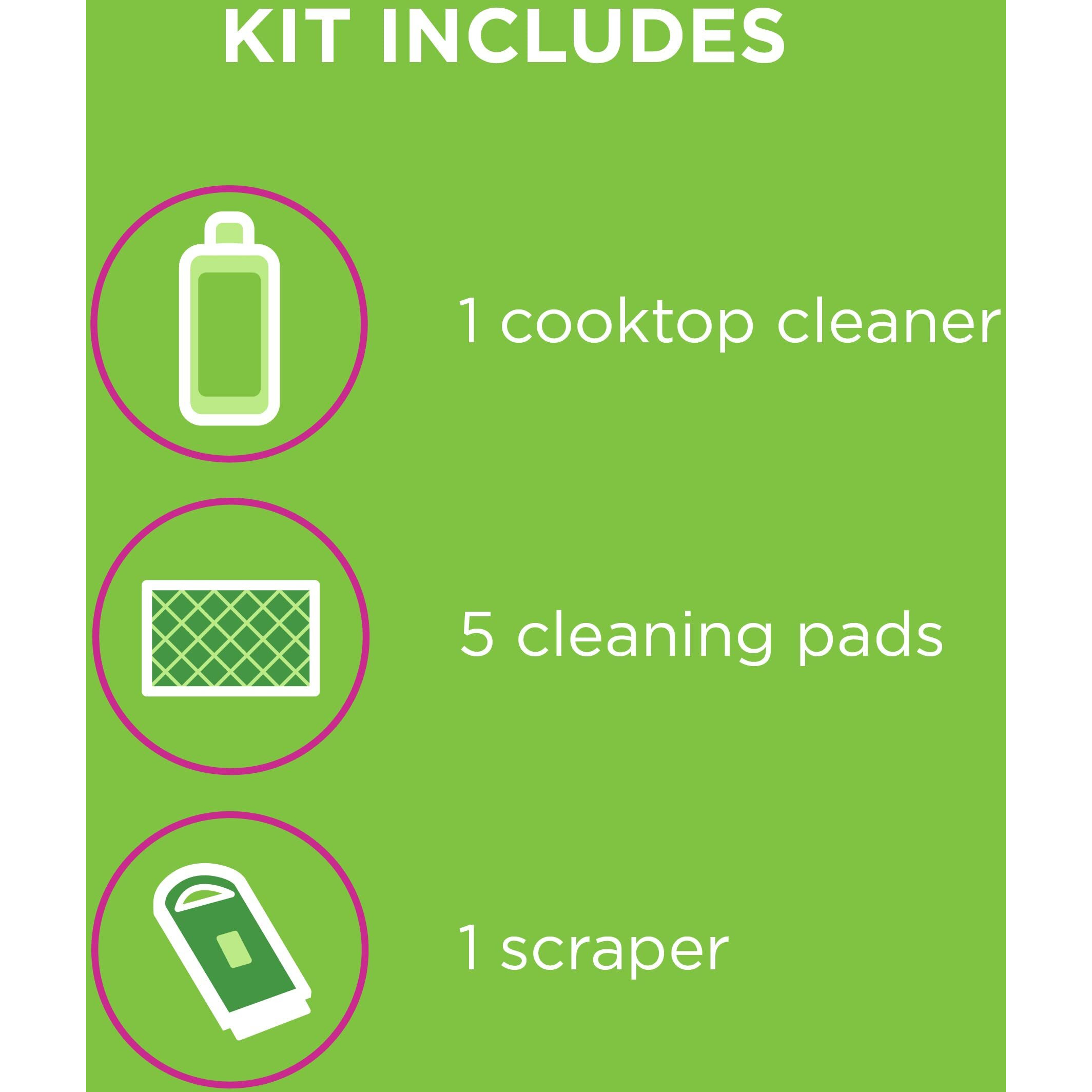 Affresh Cooktop Cleaning Kit, Safe For Glass & Ceramic Cooktops, Includes 5 Oz Cleaner, 5 Pads, 1 Scraper