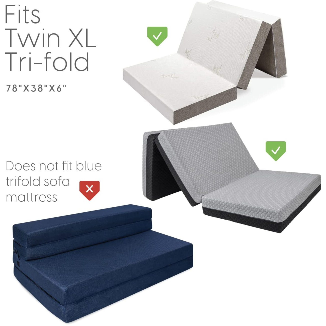 Milliard Carry Case For The Tri-Folding Memory Foam Mattress 6 Inch Twin Xl Size (78"" X 38"" X 6"") (Mattress Not Included)