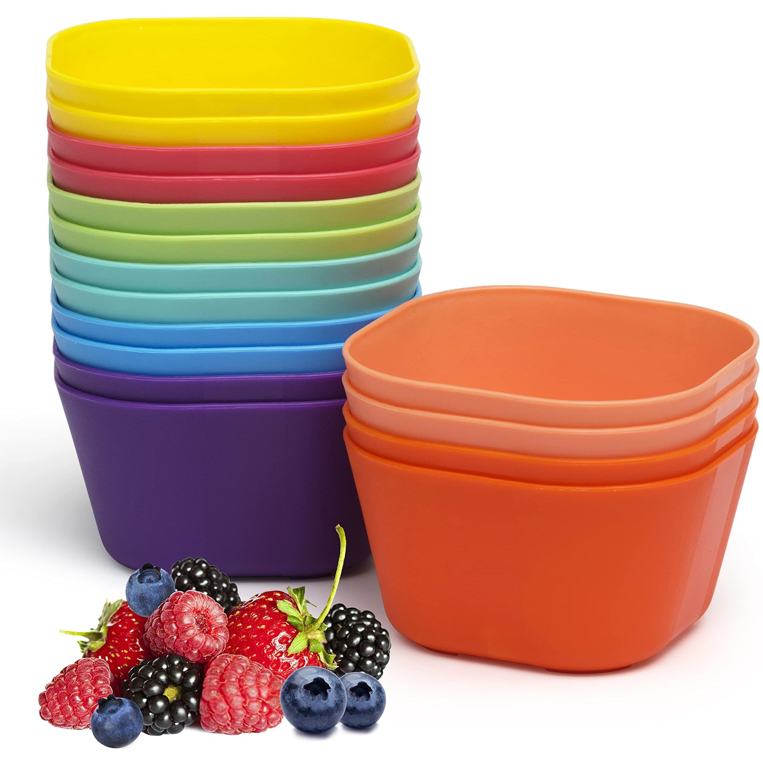 Klickpick Home 15 Ounce Bowls Set Of 16 Kids Colorful Snack Bowls Set Toddlers Cereal Bowl Set Children Bowl Kid Microwave Dishwasher Safe Bpa Free Bowls - 8 Colors