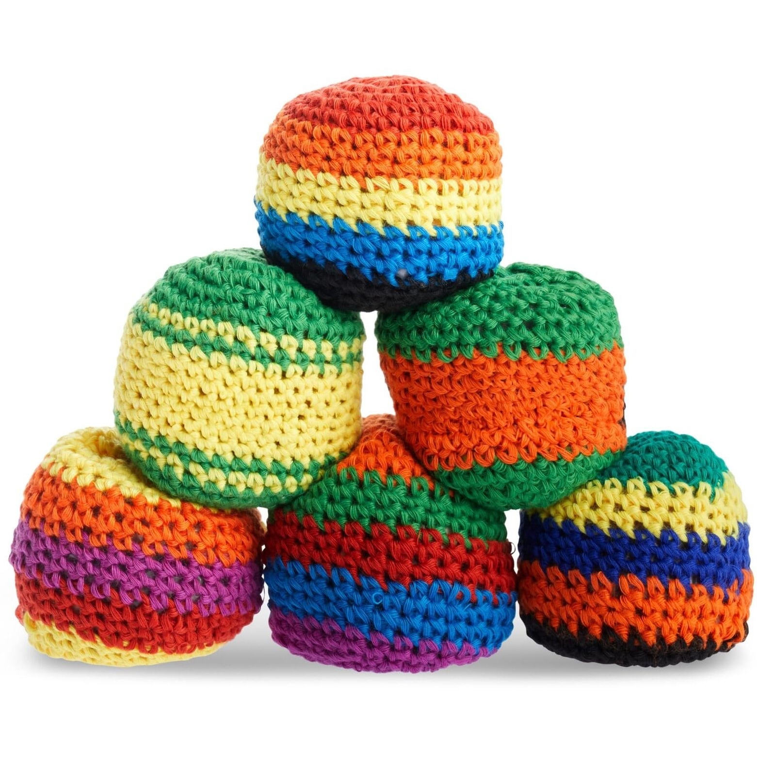 Blue Panda 6 Pack Knitted Juggling Sacks - Soft Foot Bag Balls For Adults, Party Favors, Soccer Training (6 Designs, 2.5 X 2 X 1.5 In)