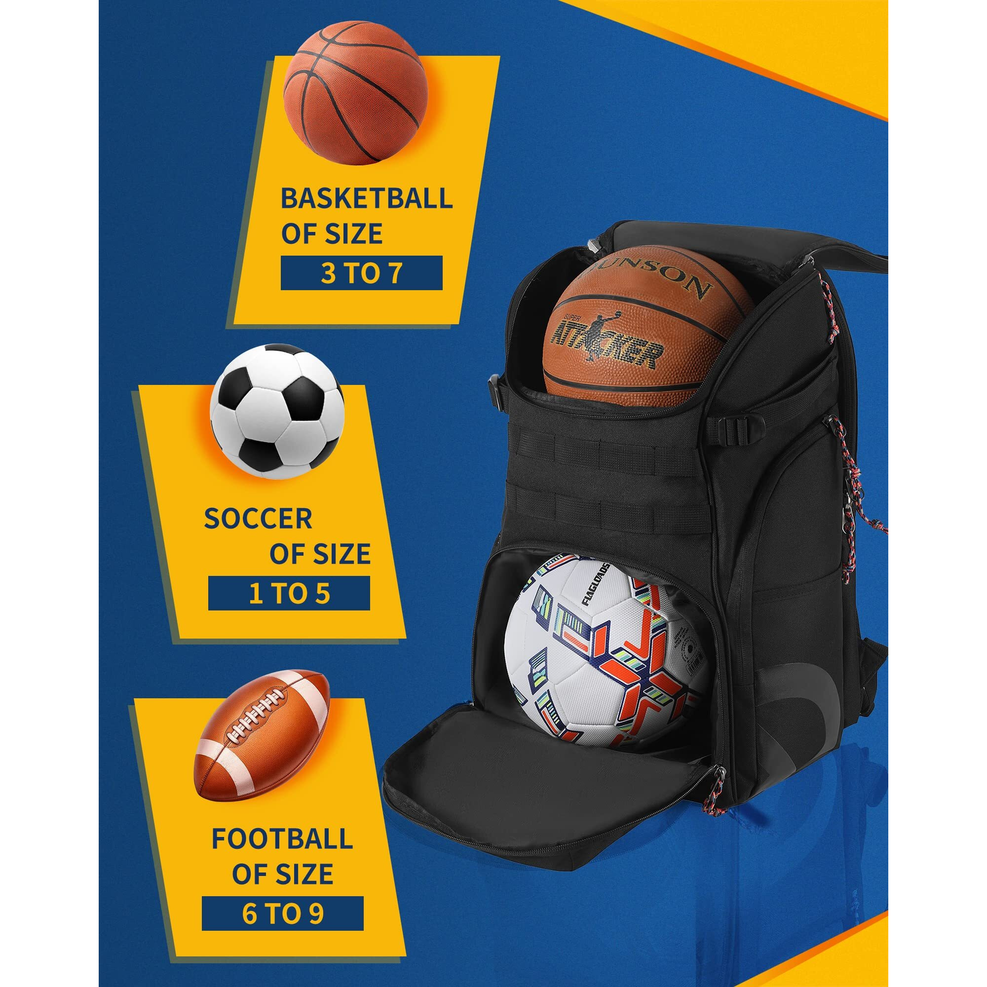 Trailkicker Large Basketball Bag Backpack For Men Women Basketball Bookbag With Ball Compartment Shoes Bag Soccer Ball Bag Gym Backpack Fit Volleyball Football Sports Travel School
