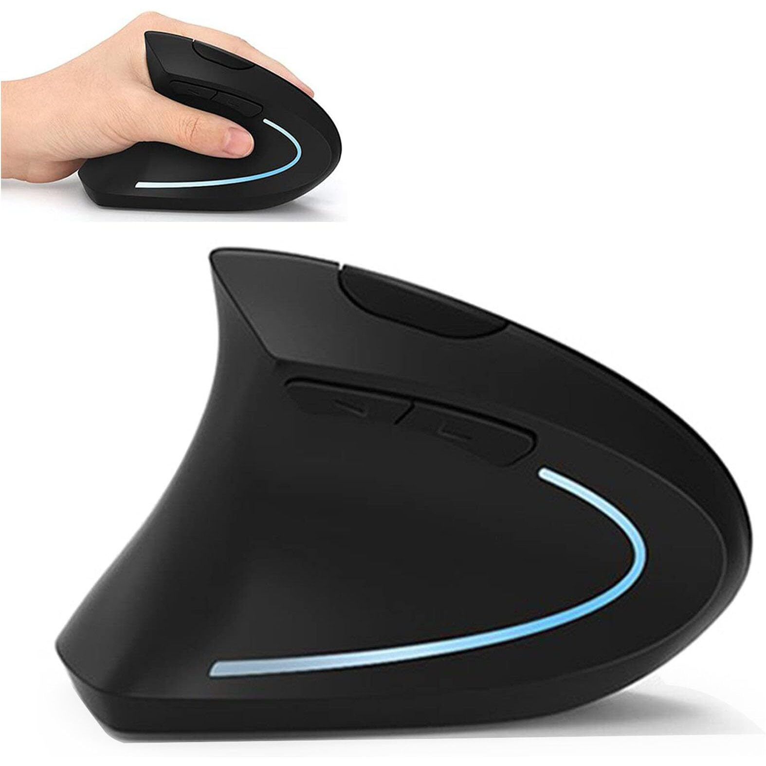 Lekvey Left Handed Mouse, Wireless 2.4 Ghz Usb Lefty Left Hand Ergonomic Vertical Mouse, Less Noise - Black