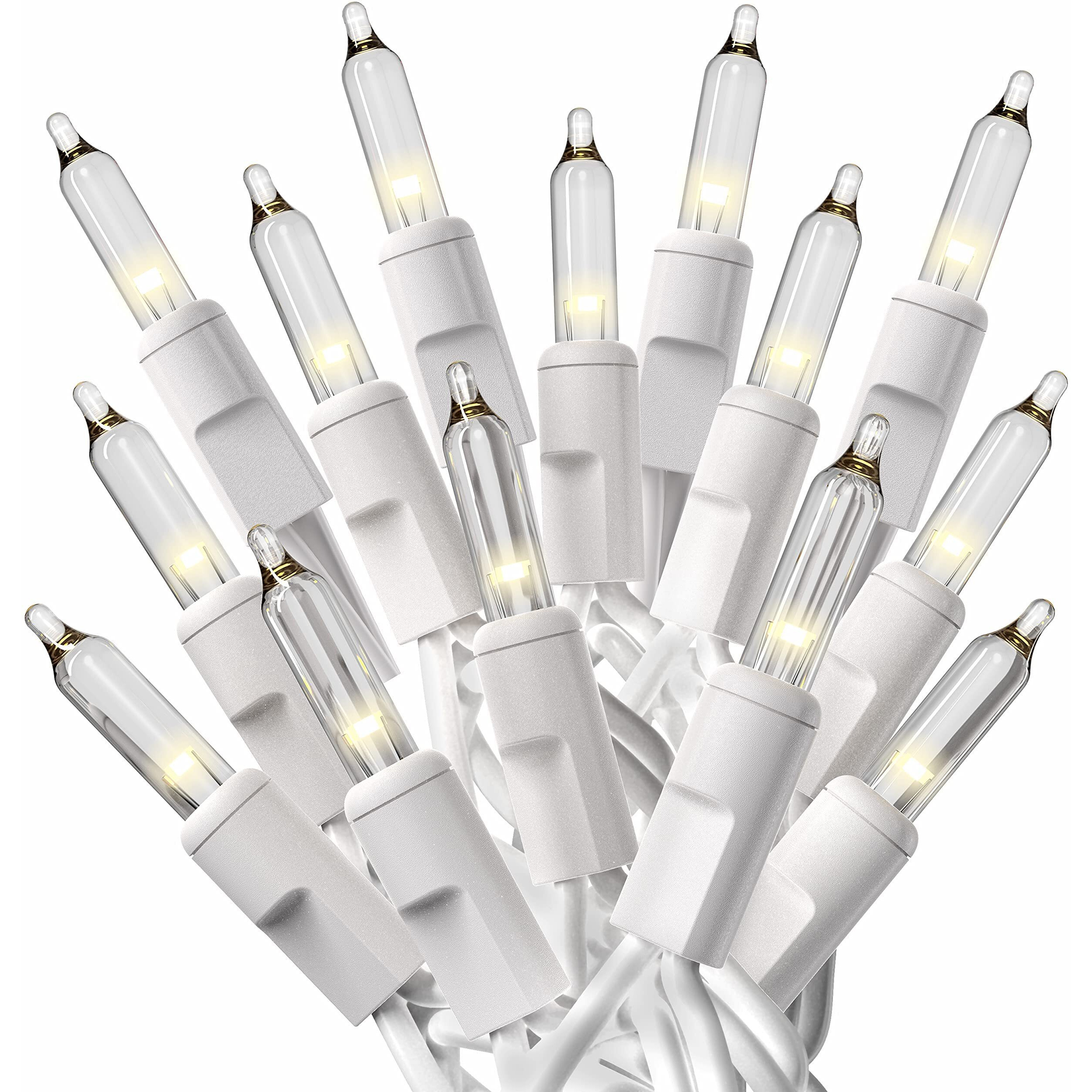 Prextex 100-Count White Christmas Lights - 20 Ft Clear Warm White String Lights On White Wire - Incandescent Xmas Tree Lights For Indoor And Outdoor Decorations