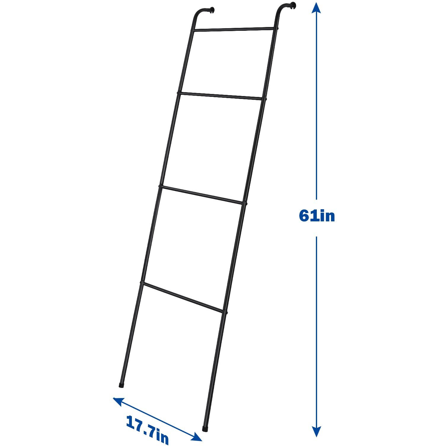 Blanket Ladder Decorative Towel Rack Holder For Bathroom, Wall Leaning Metal Drying Quilt Stand For Living Room Bedroom Farmhouse Home Decor, For Women Mom Mother Her Wife - Black