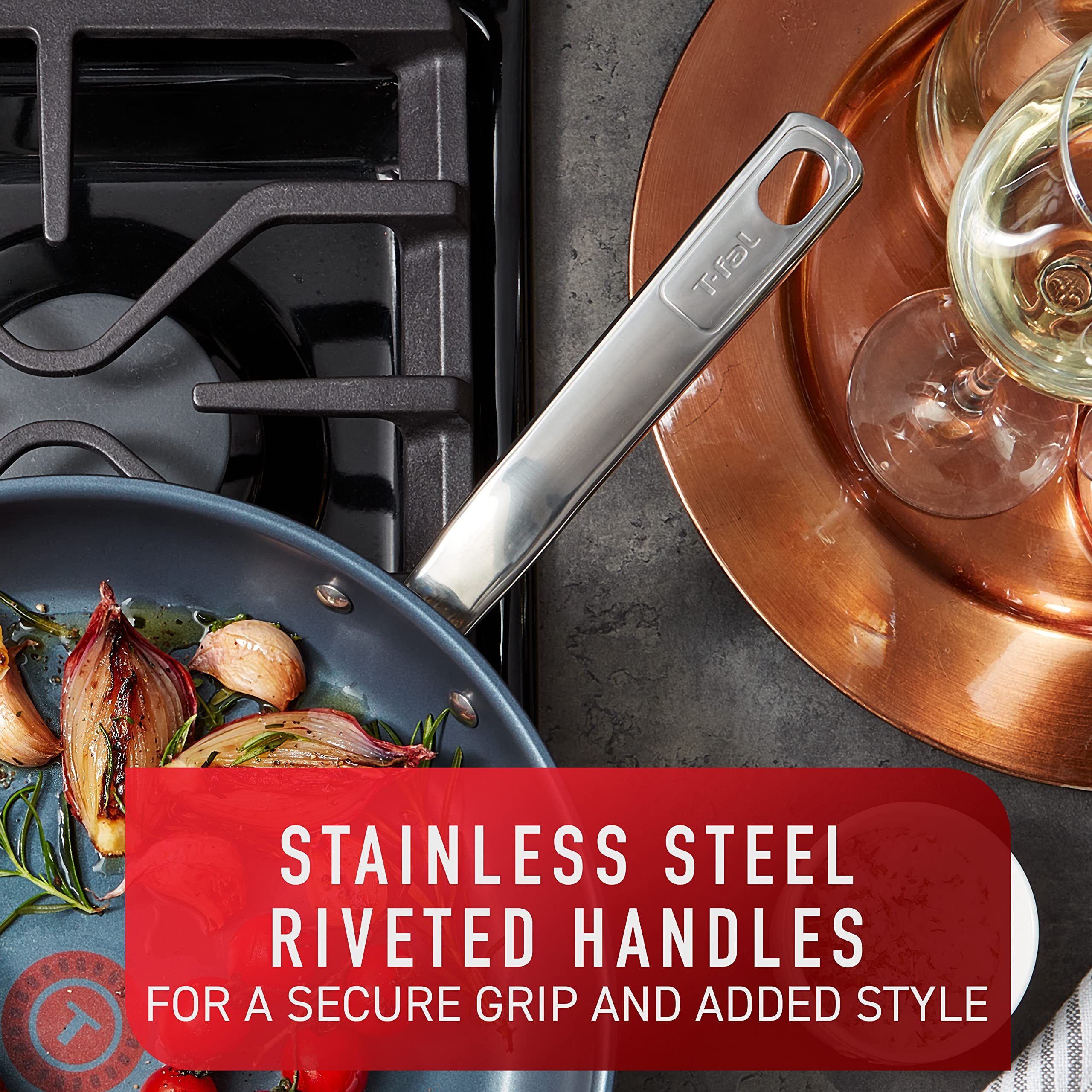T-Fal Platinum Stainless Steel Fry Pan 12 Inch Induction Oven Safe Up To 500F Cookware, Pots And Pans, Dishwasher Safe Silver