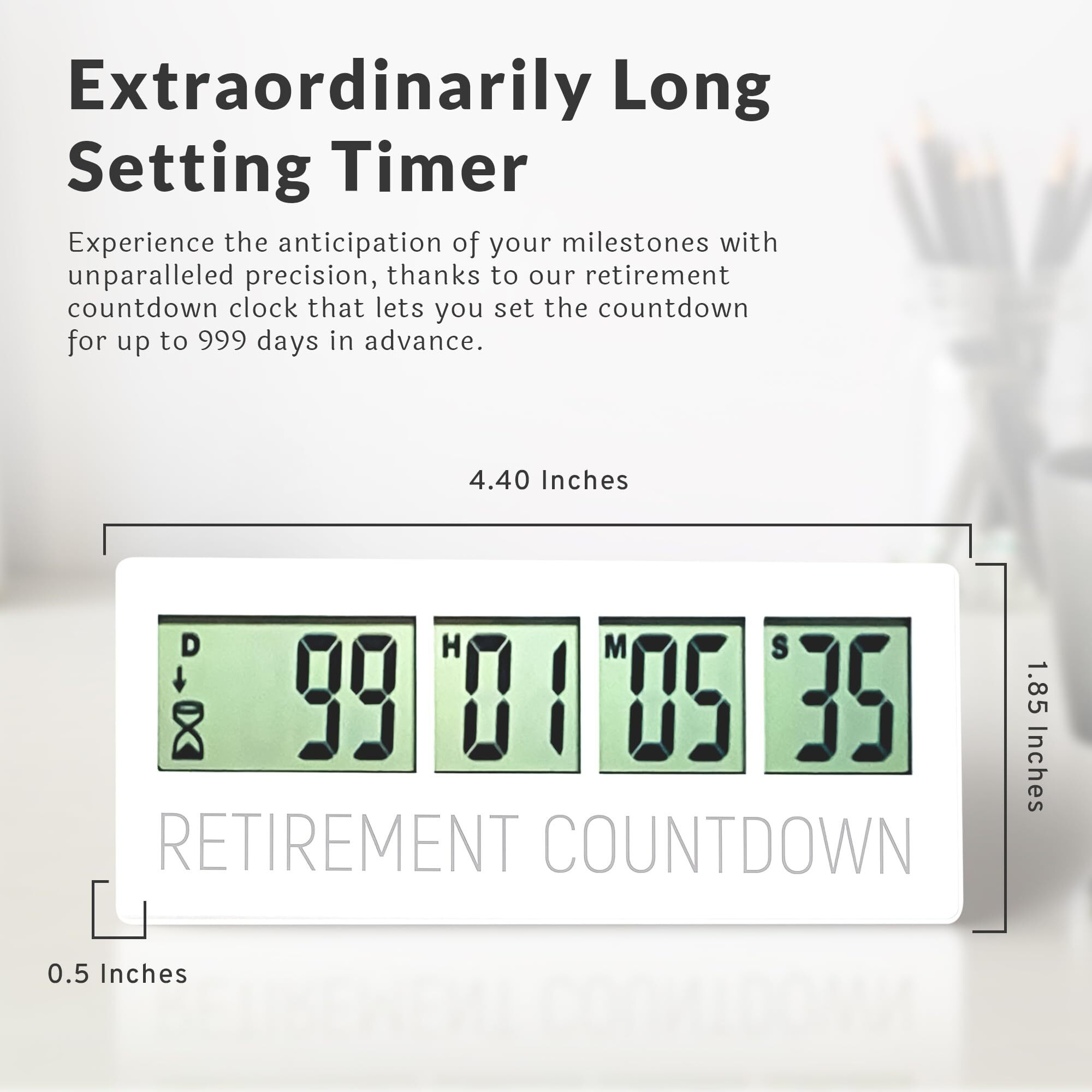 Countables Retirement Countdown Clock - Up To 999 Days Lcd Digital Timer - Easy To Set And Read Retirement Countdown Timer - Large Display Timers - Reusable For Wedding, Pregnancy Count Down & More