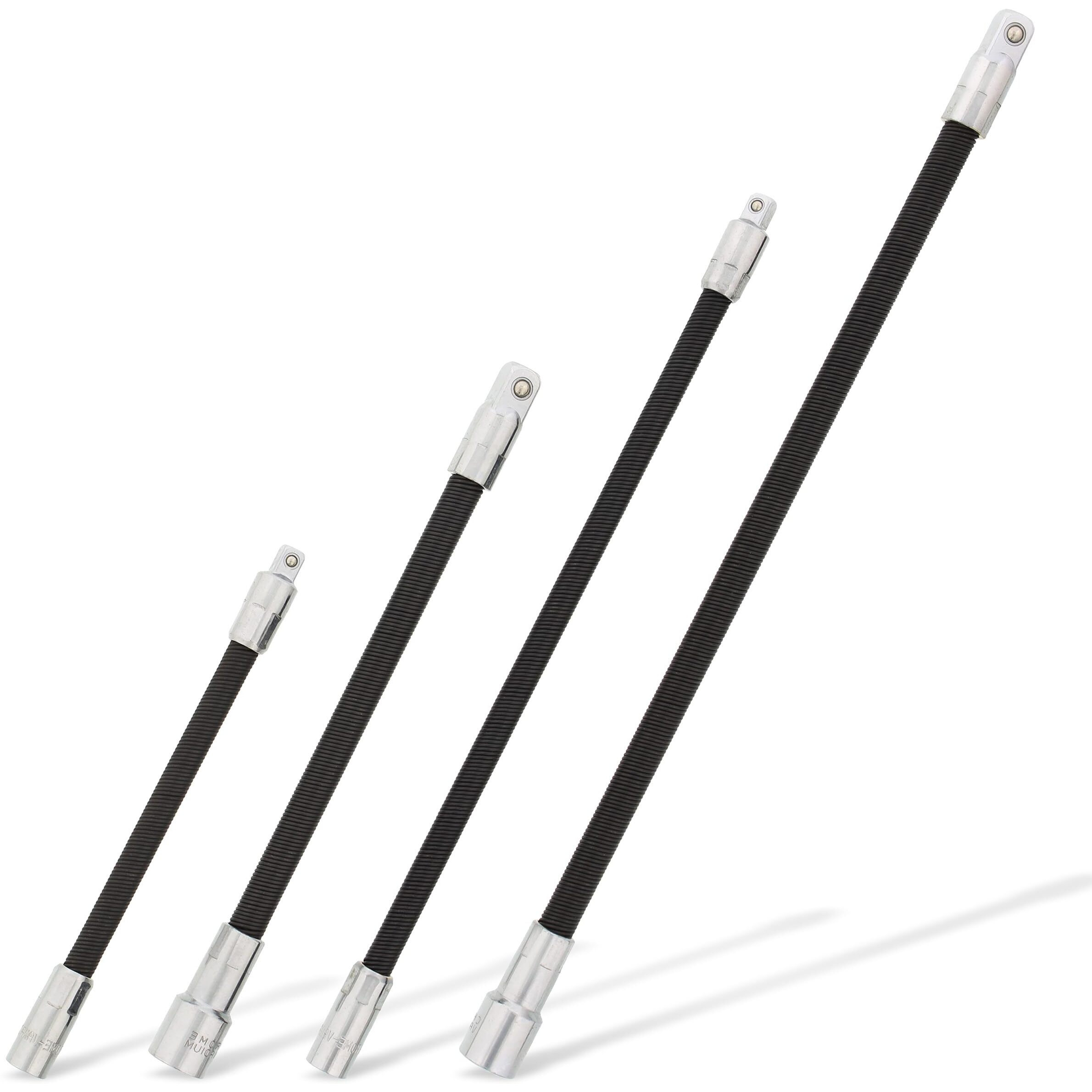 Abn Flexible Socket Extension Cables - 4Pc Flex Socket Extension Bar Set 1/4In And 3/8In Drive Light Impact Extender