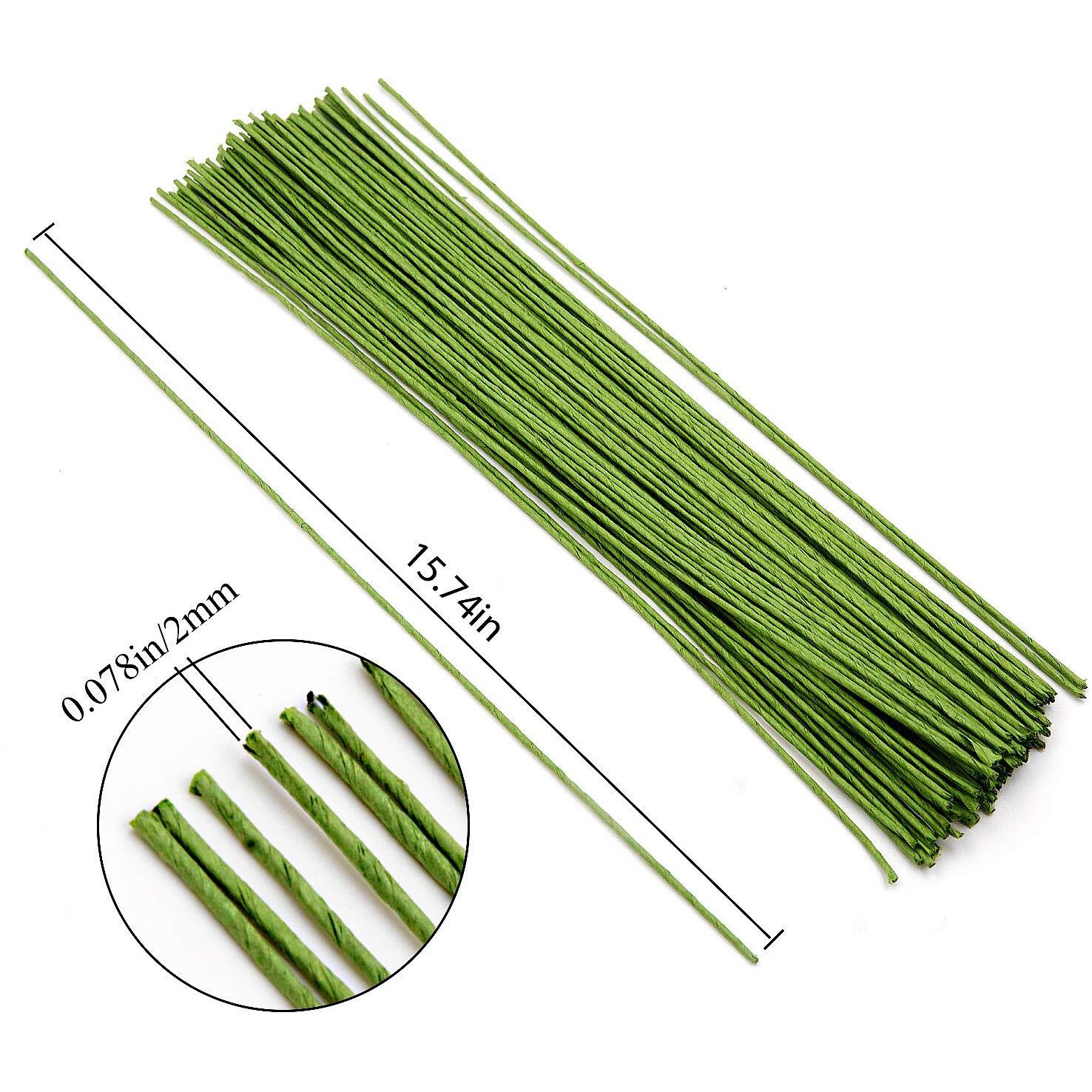 Kinjoek 200 Counts 14 Gauge Floral Wire,16 Inch X 2Mm Thick Coated Wire Craft Stem Wire For Diy Floral Arrangements And Decorations