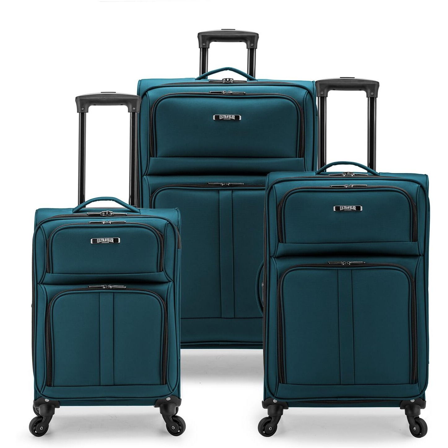 U.S. Traveler Anzio Softside Expandable Spinner Luggage, Teal, 3-Piece Set (22/26/30)