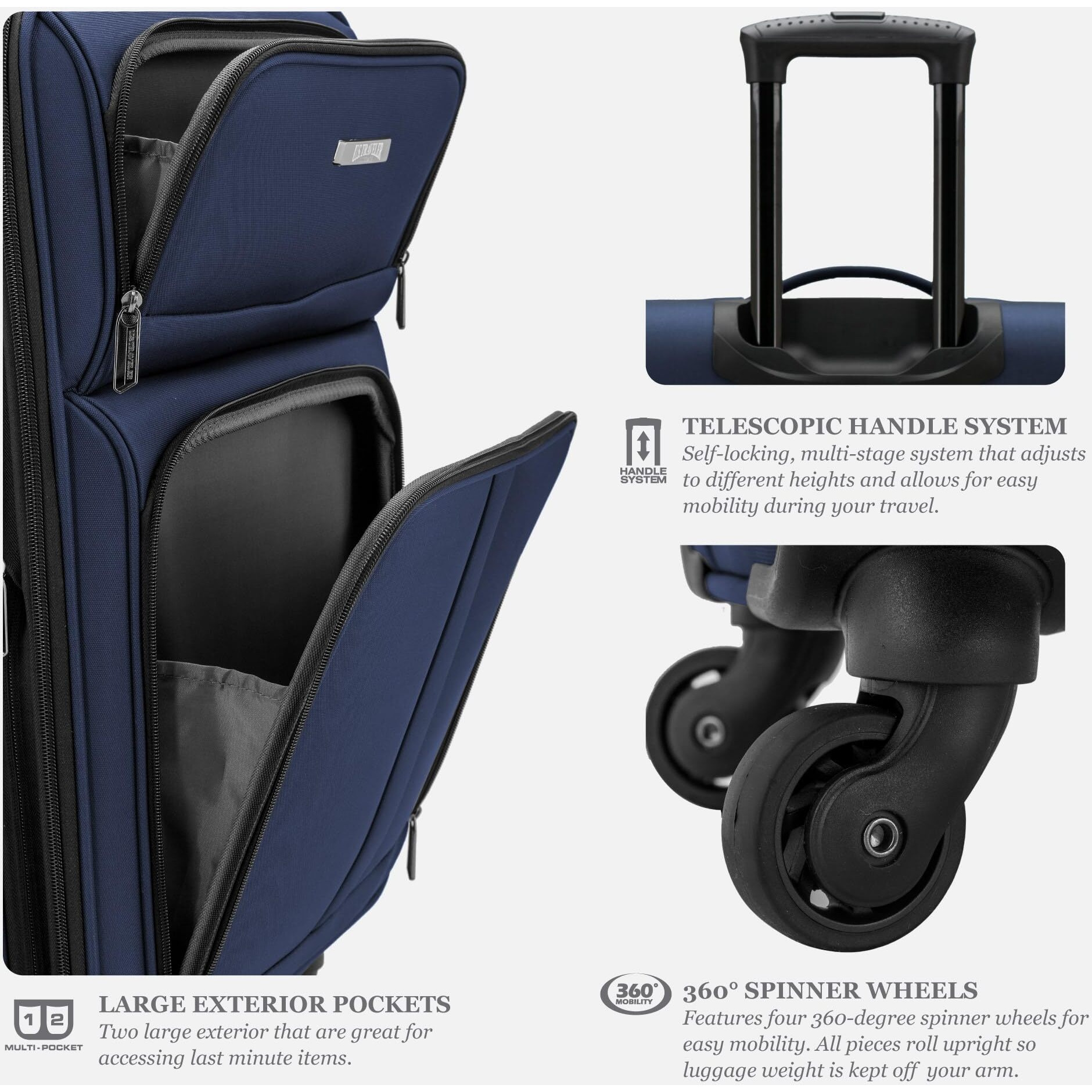 U.S. Traveler Anzio Softside Expandable Spinner Luggage, Teal, 3-Piece Set (22/26/30)