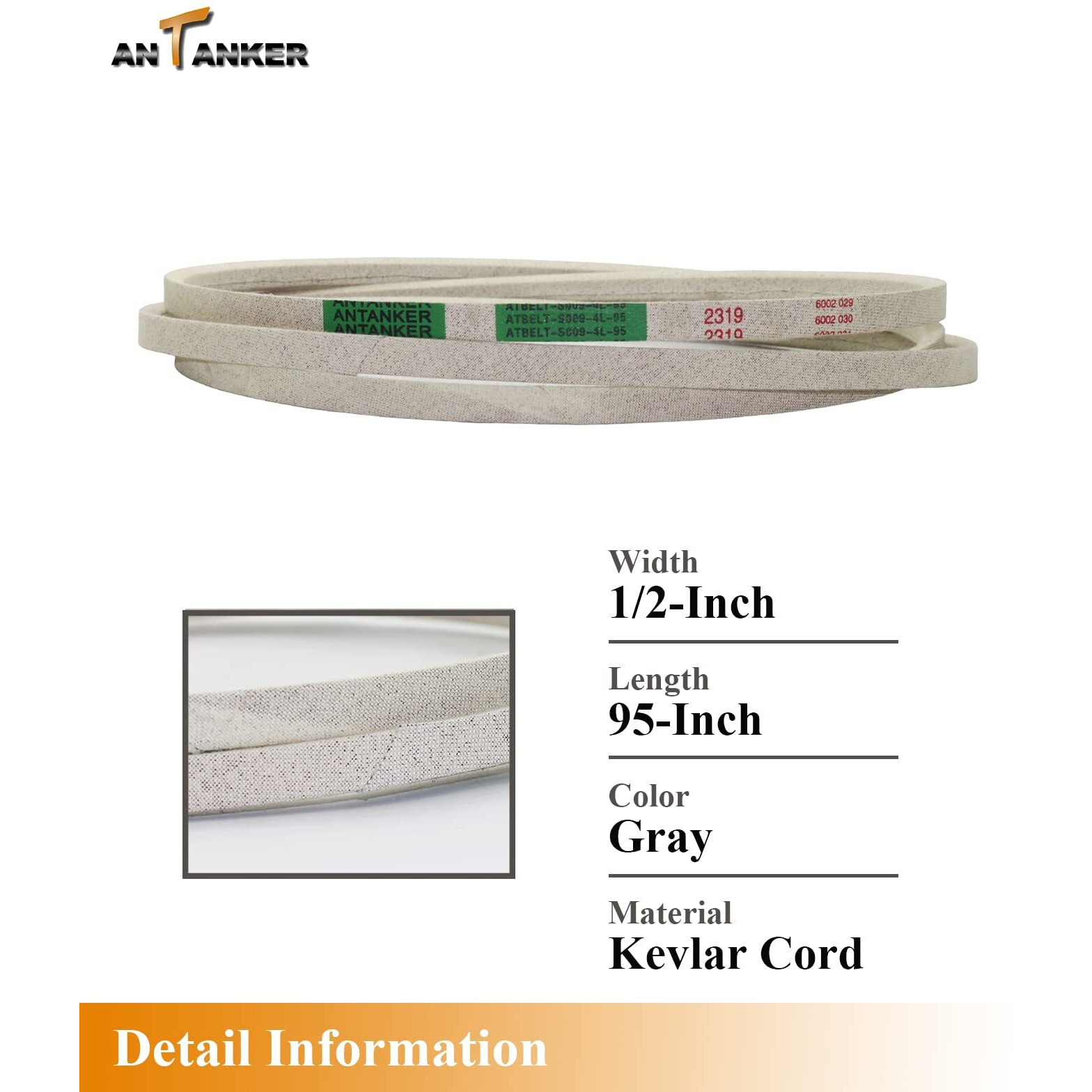 Antanker Deck Belt Fit For 144959 42'' Deck Replaces For Poulan Craftsman Husqva Rna Ayp 144959, 532144959, 95.5"" Kevlar Belt