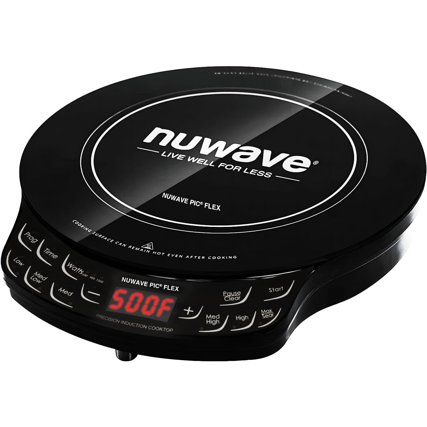 Nuwave Flex Precision Induction Cooktop, 10.25    Shatter-Proof Ceramic Glass, 6.5    Heating Coil, 45 Temps From 100F To 500F, 3 Wattage Settings 600, 900 & 1300 Watts, Black