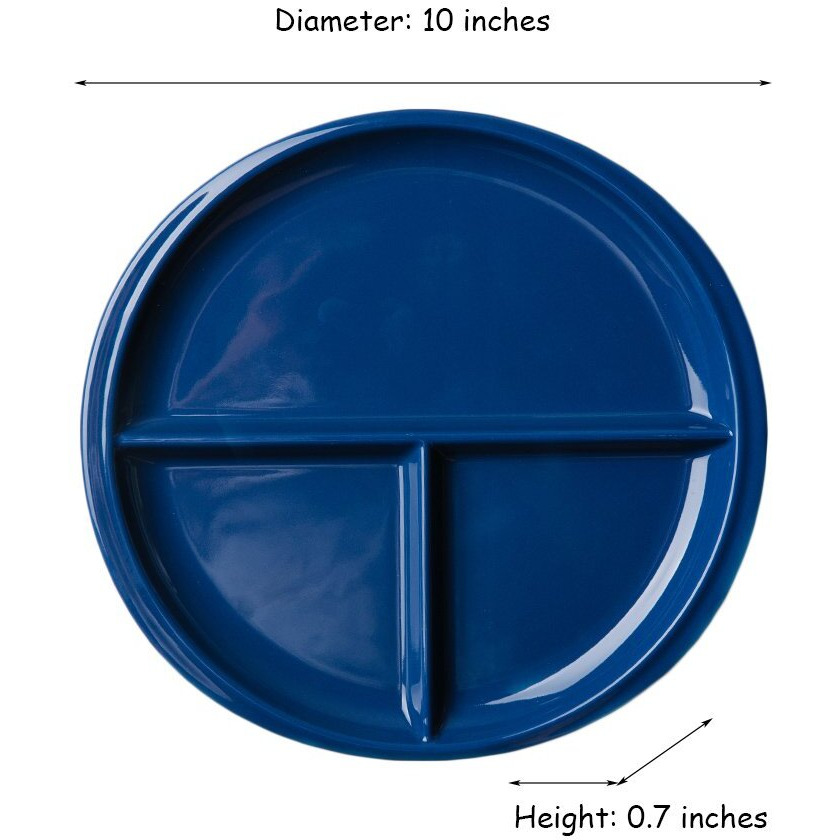 Flying Balloon Elegant Quadrate Shaped Ceramic Divided Plate Dinner Plates Luncheon Plates Salad Plates Dishes Best Gift For Kitchen, White/ Dark Blue (1, Blue-Round)
