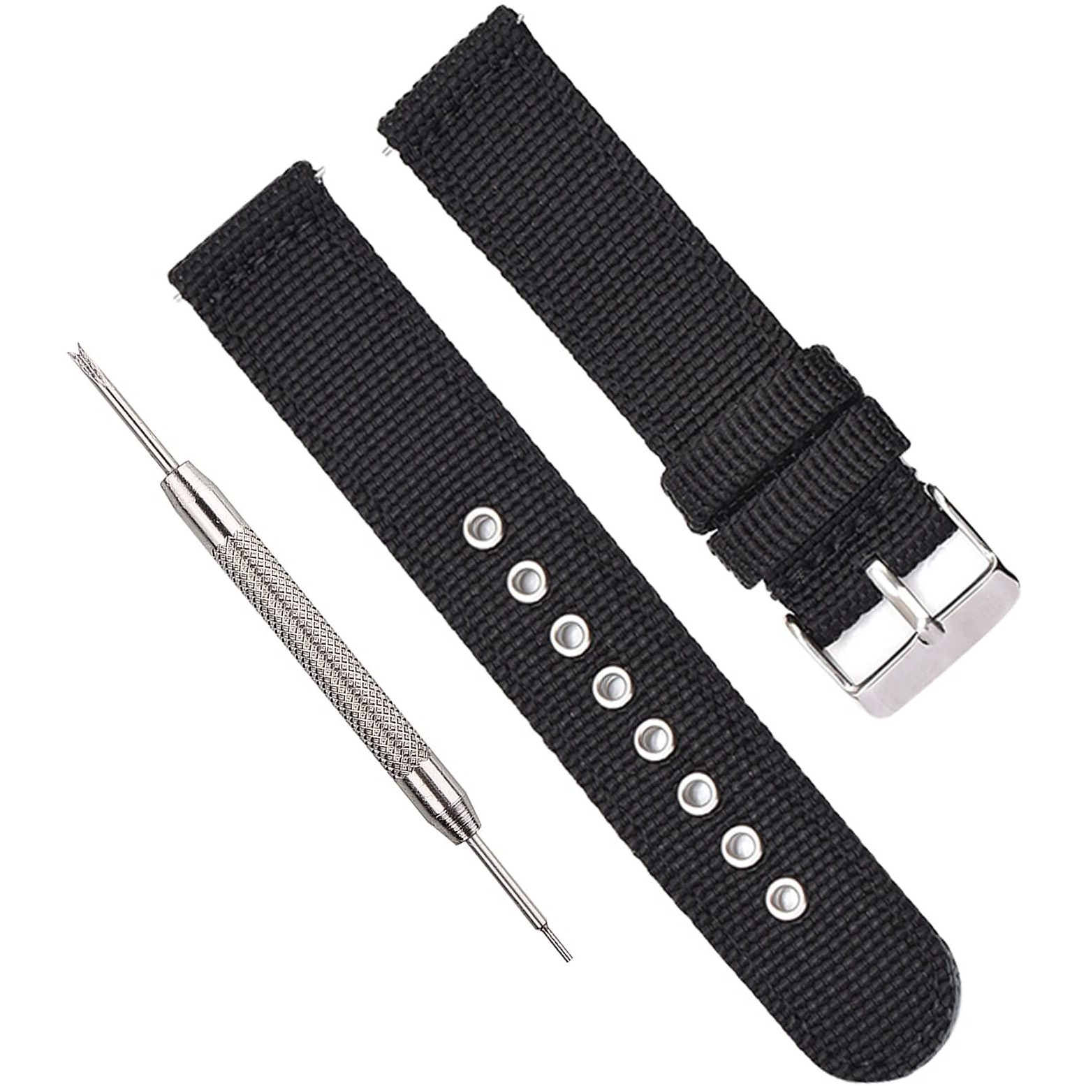 Uemoh Watch Bands, Quick Release Nylon Watch Straps For Men Women, Watch Bands Of Multiple Colors & Width(18Mm, 20Mm, 22Mm) (20Mm, Black)