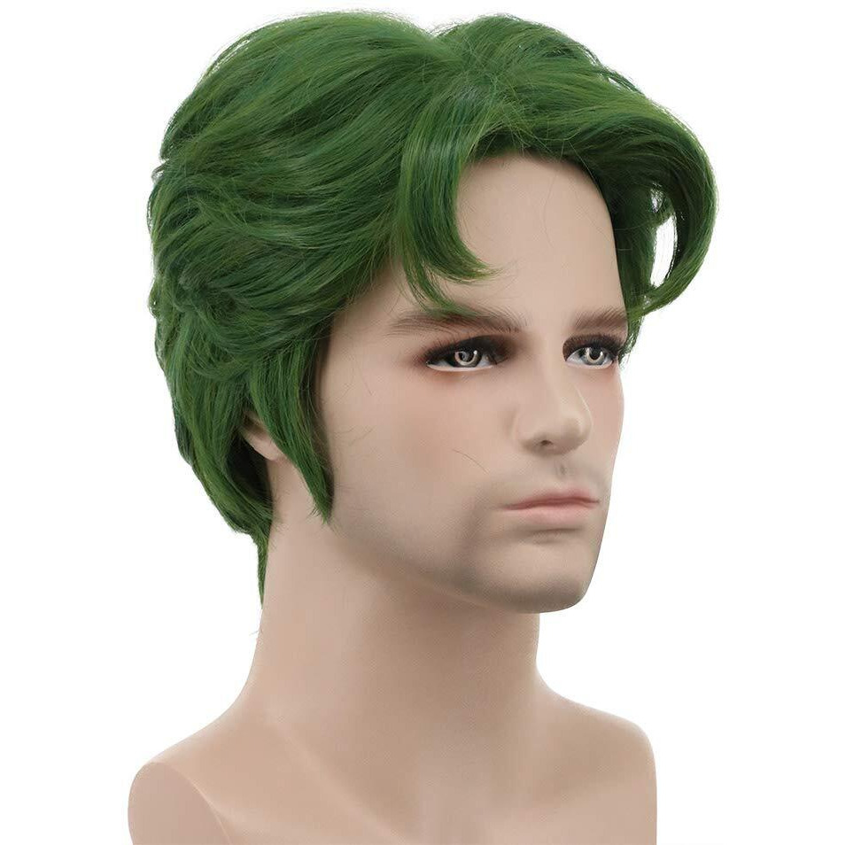 Karlery 5 Inches Short Curly Men Fluffy Dark Green Halloween Party Cosplay Costume Wig