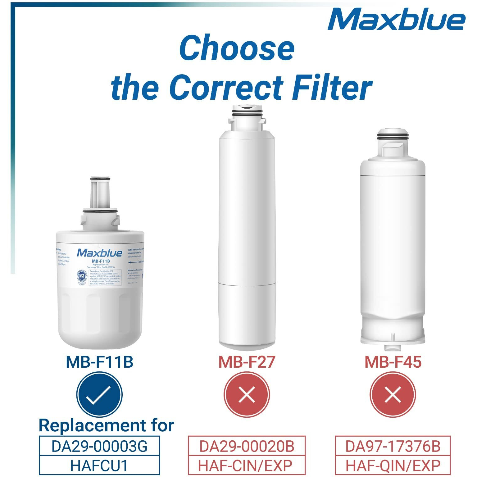 Maxblue Da29-00003G Refrigerator Water Filter, Replacement For Samsung Da29-00003G, Da29-00003B, Aqua-Pure Plus, Rfg237Aars, Da29-00003F, Hafcu1, Rfg297Aars, Wfc2201, 3 Filters